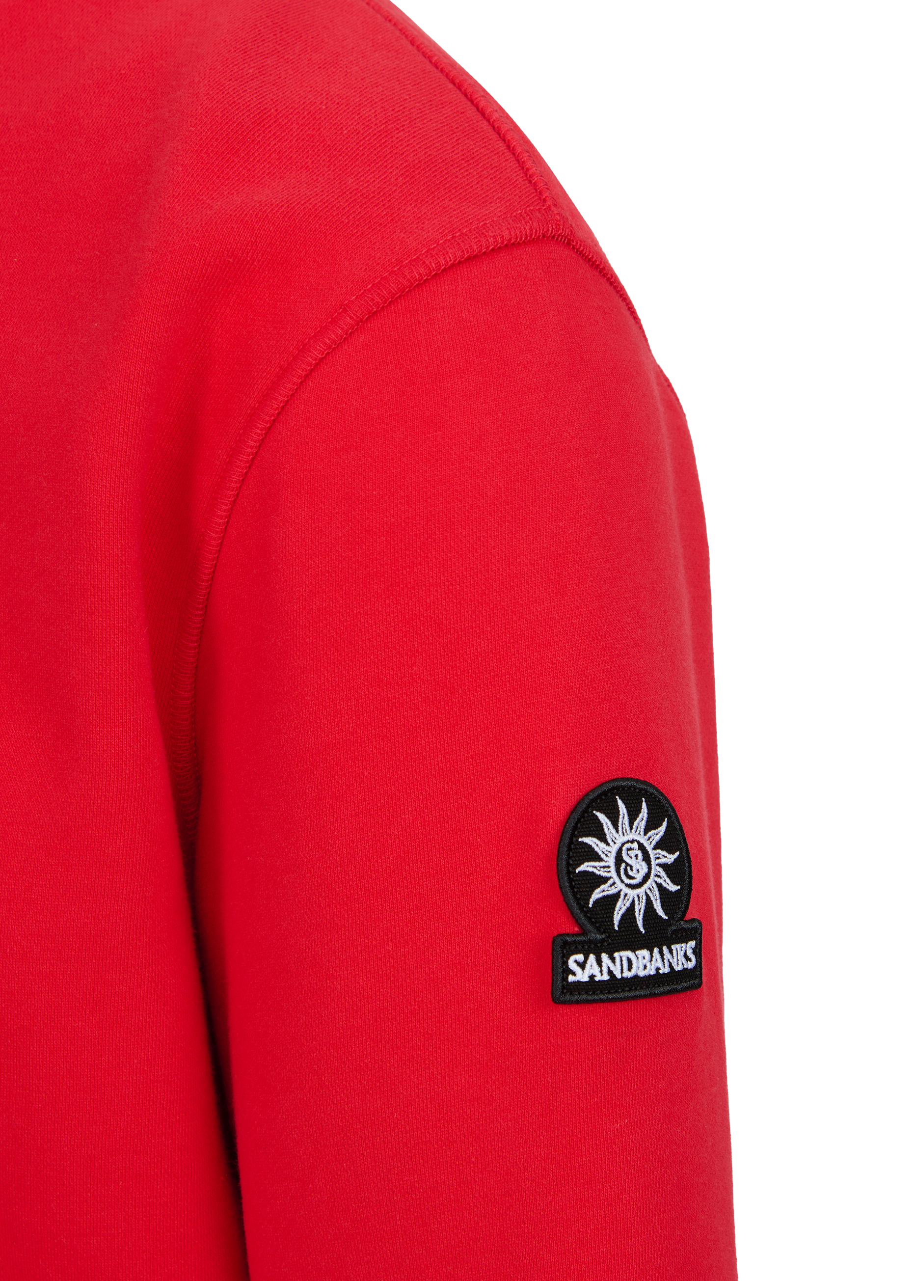 Sandbanks Badge Logo Quarter Zip Sweatshirt - Red