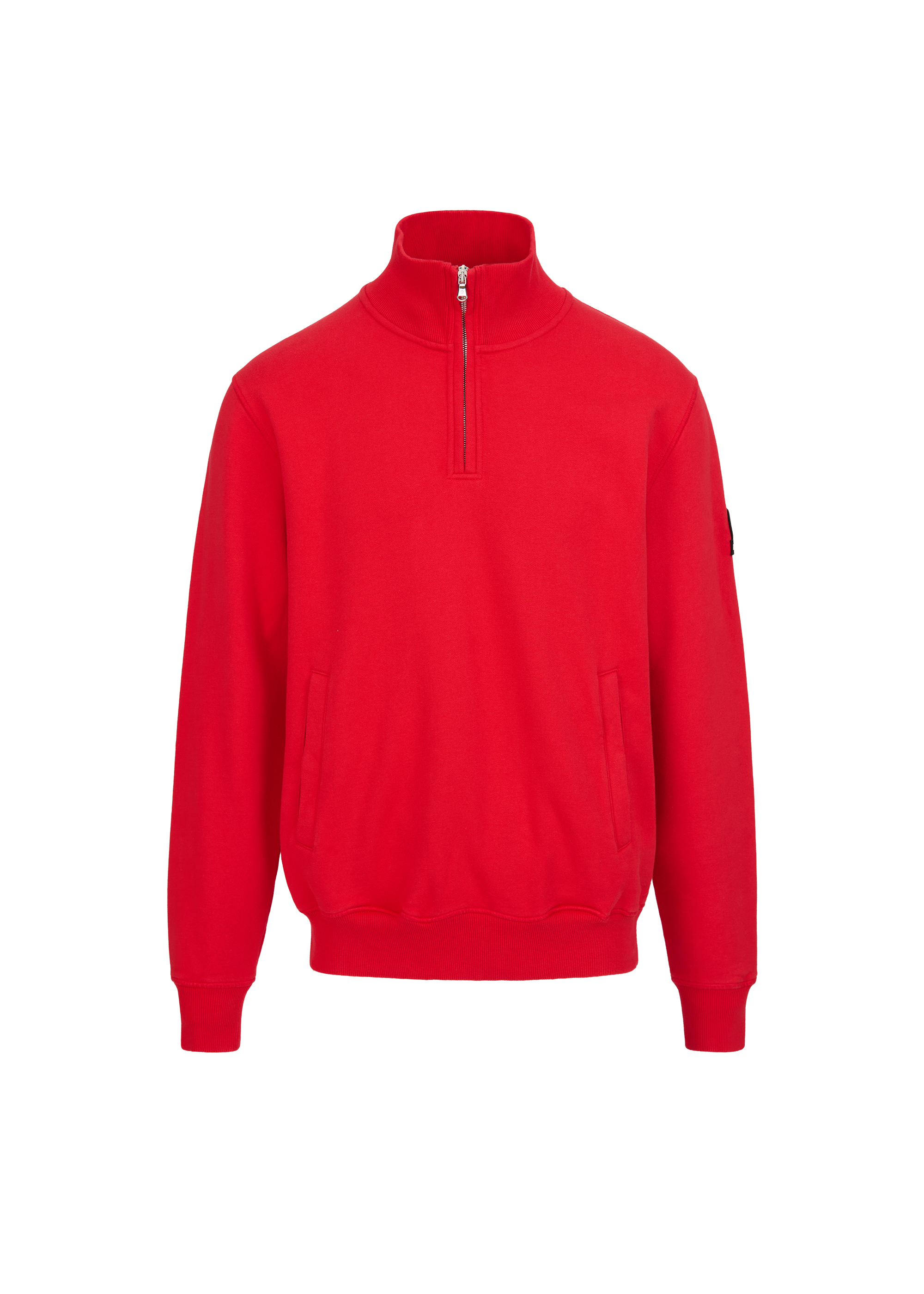 Sandbanks Badge Logo Quarter Zip Sweatshirt - Red