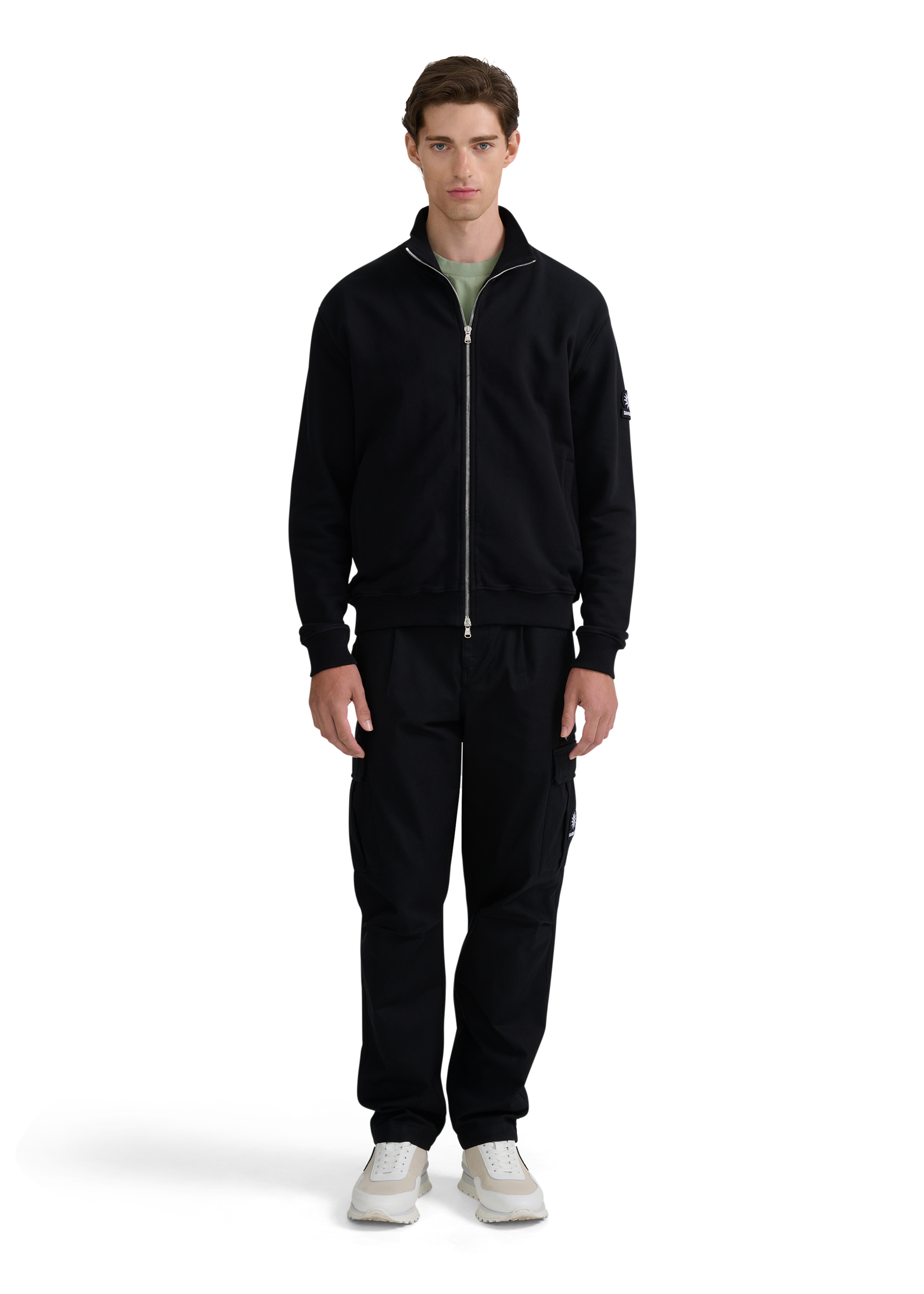Funnel Neck Zip-Through Jacket - Black