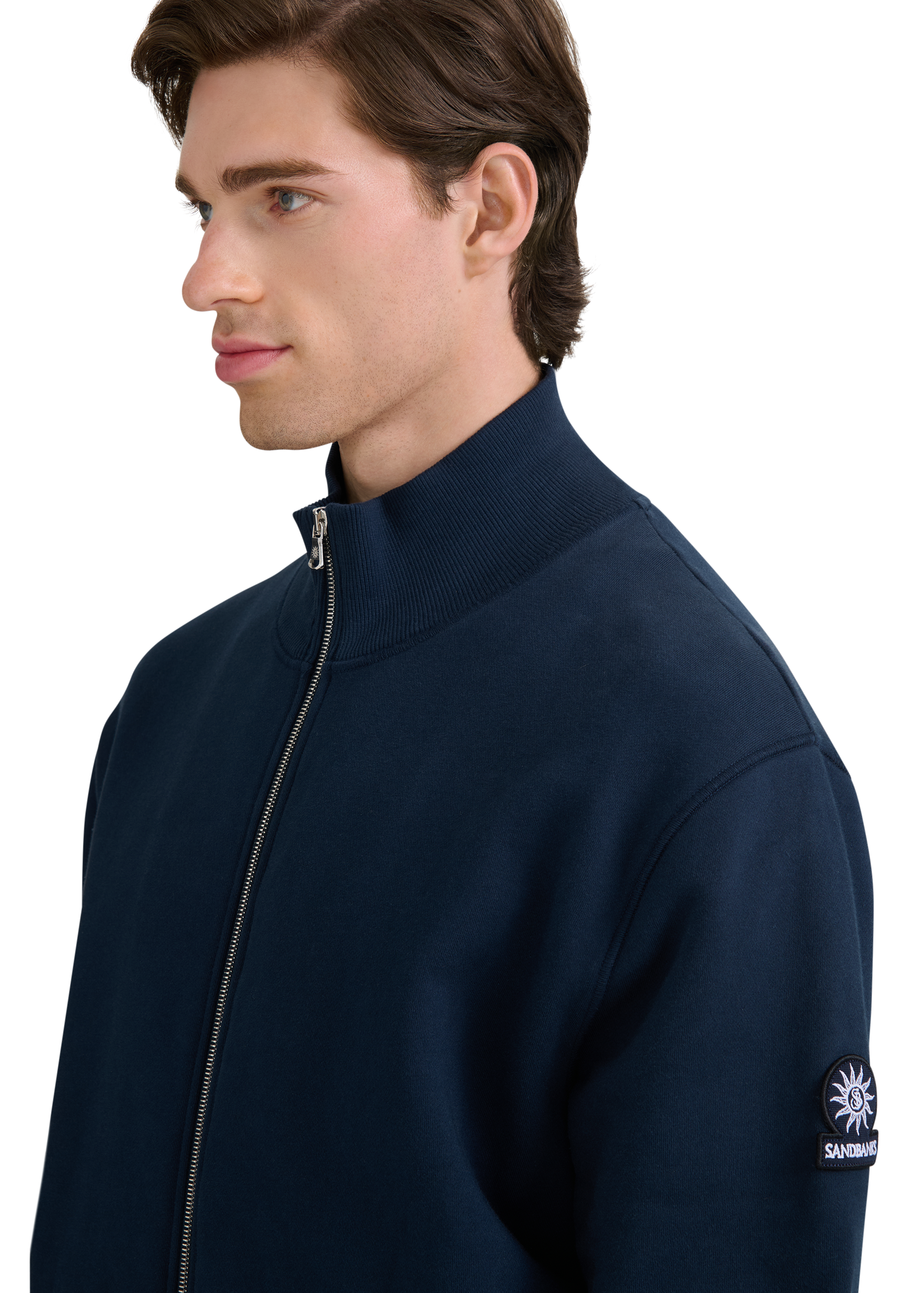 Funnel Neck Zip-Through Jacket - Navy