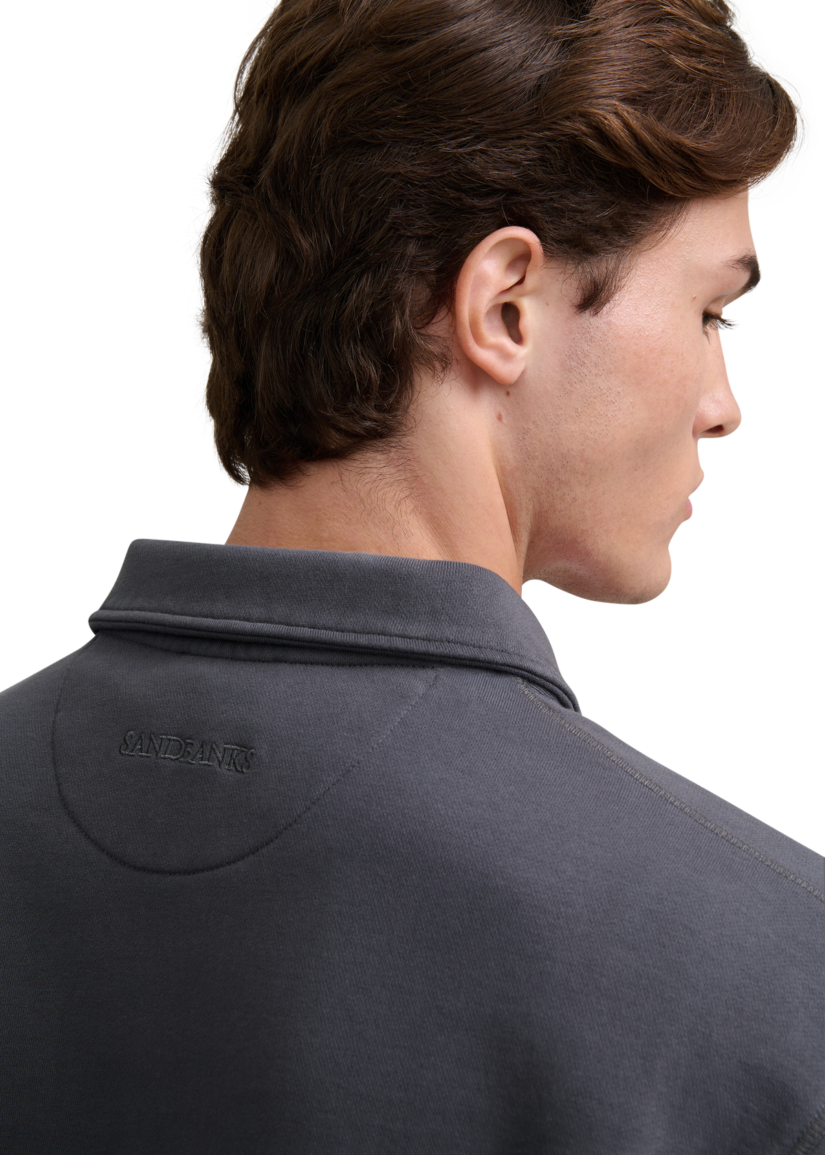 Quarter-Zip Polo Collar Sweatshirt - Anthracite