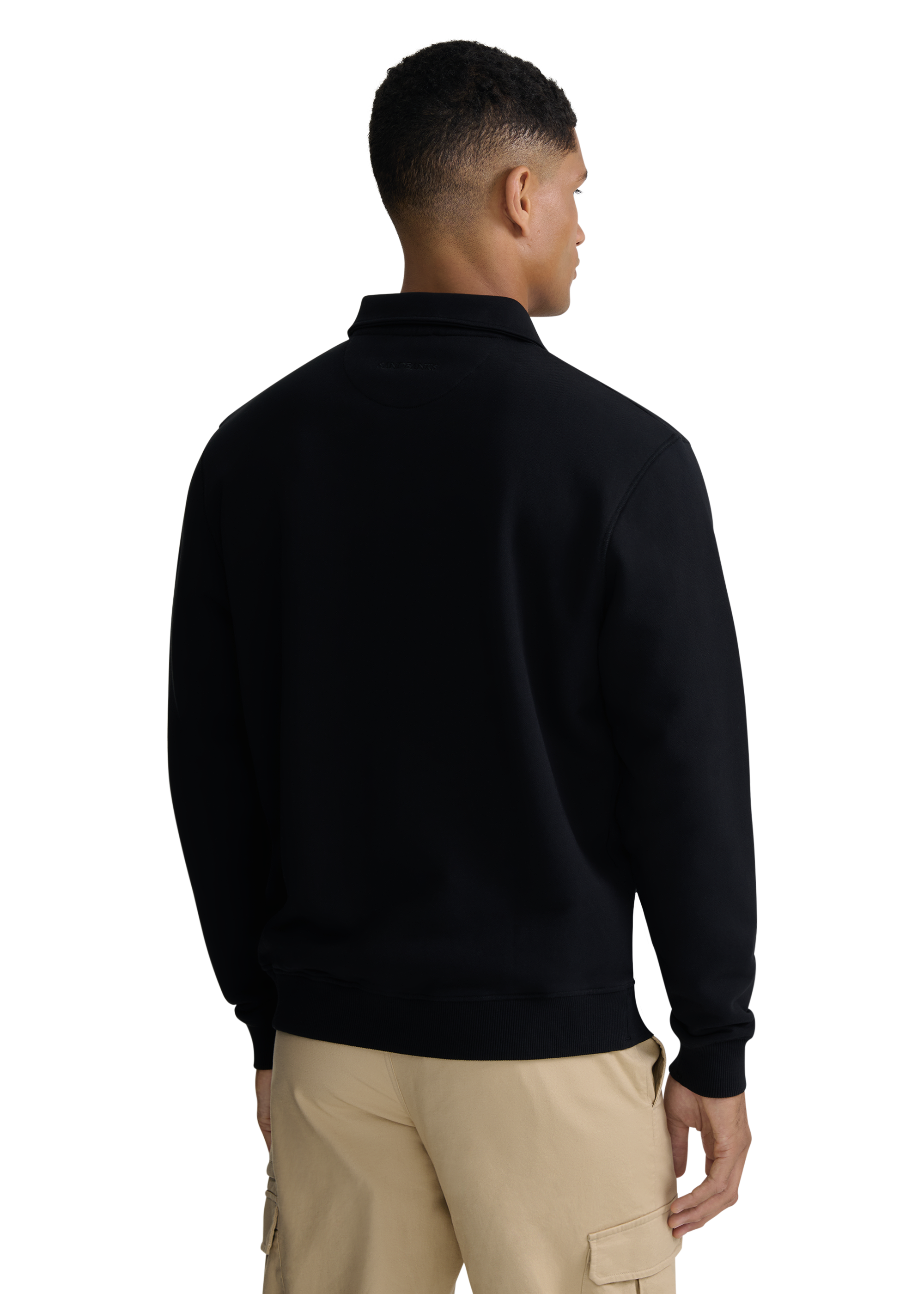 Quarter-Zip Polo Collar Sweatshirt - Black