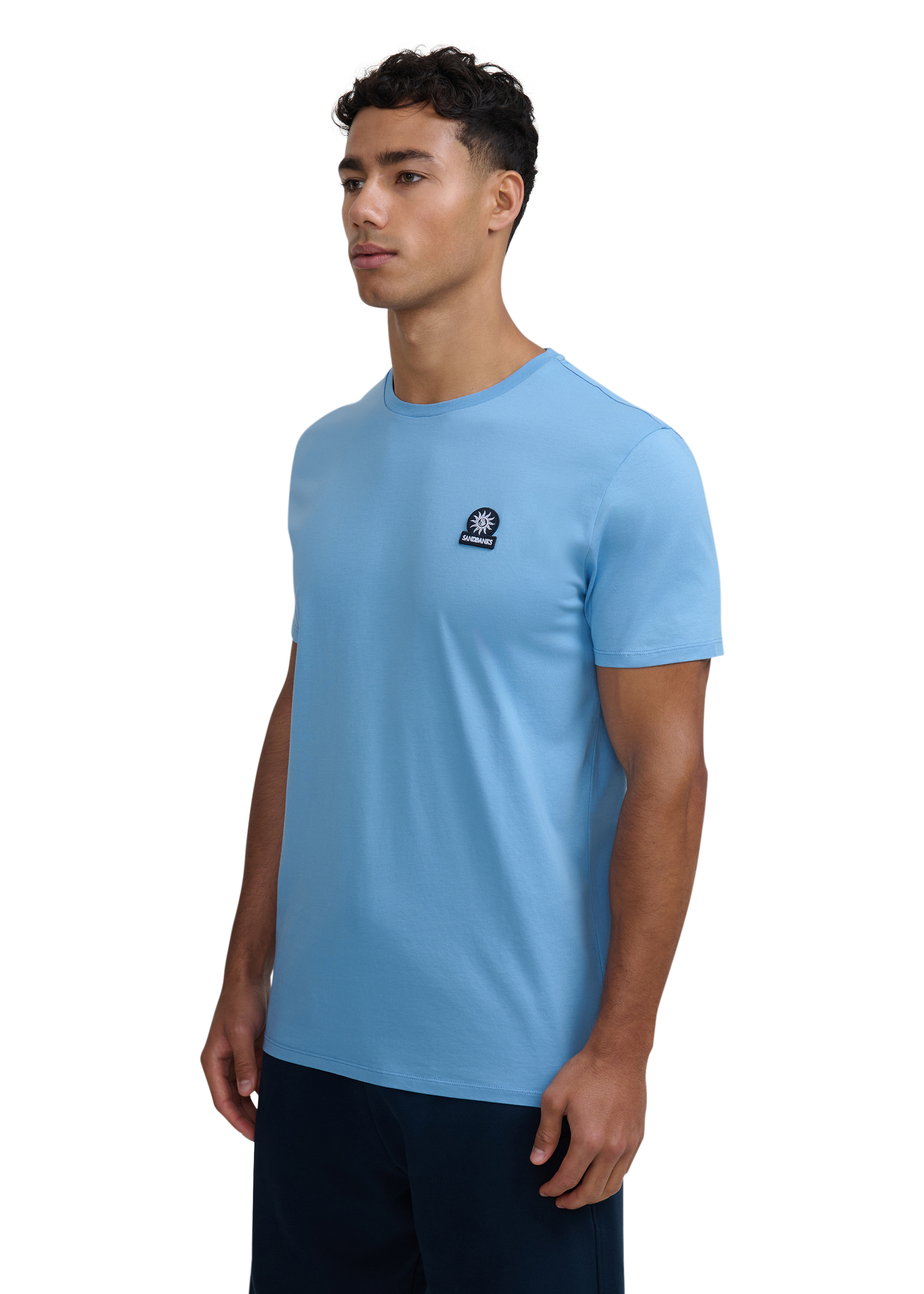 Sandbanks Badge Logo T-Shirt - Dusty Blue