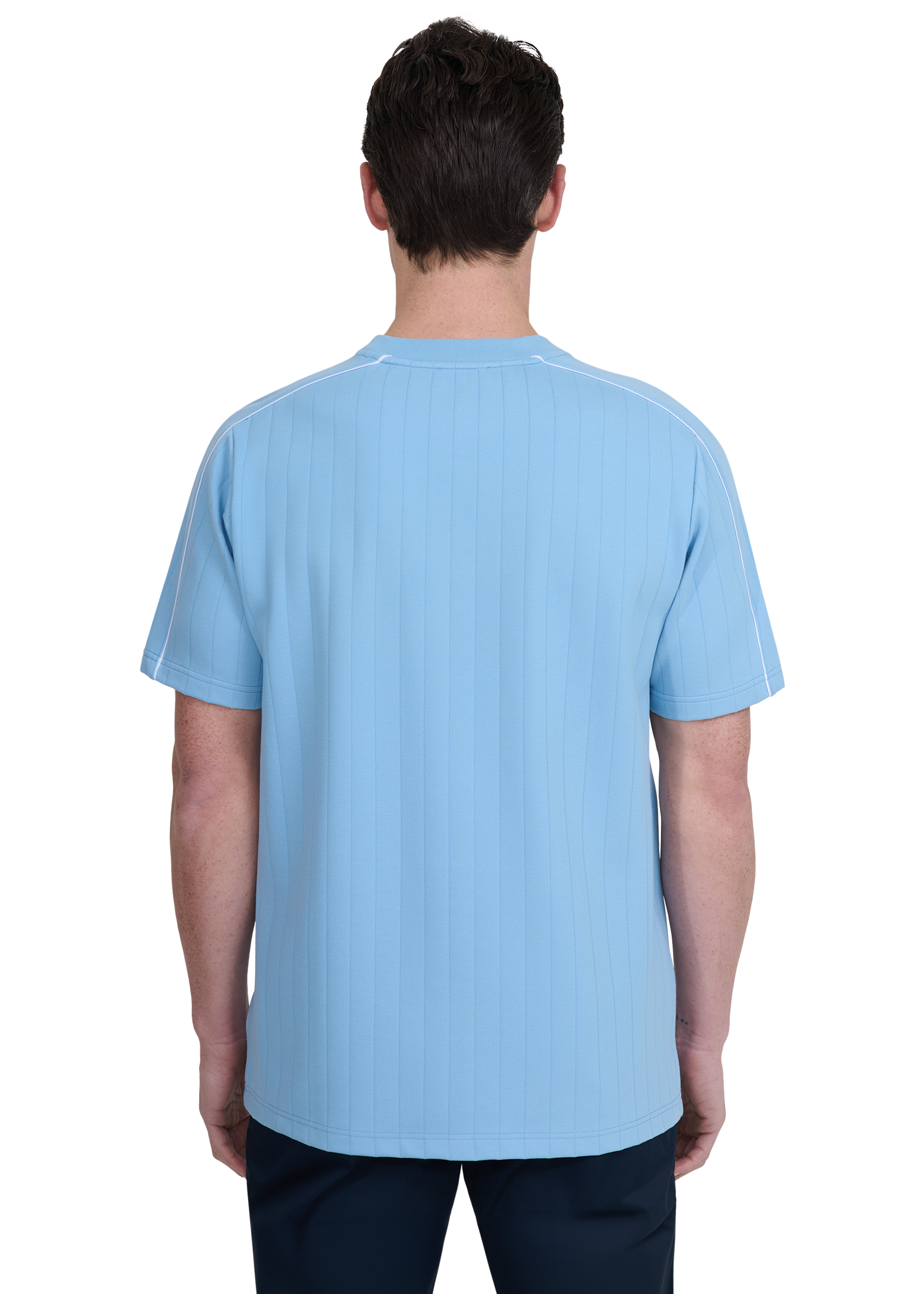 Panel Piped T-Shirt - Dusty Blue