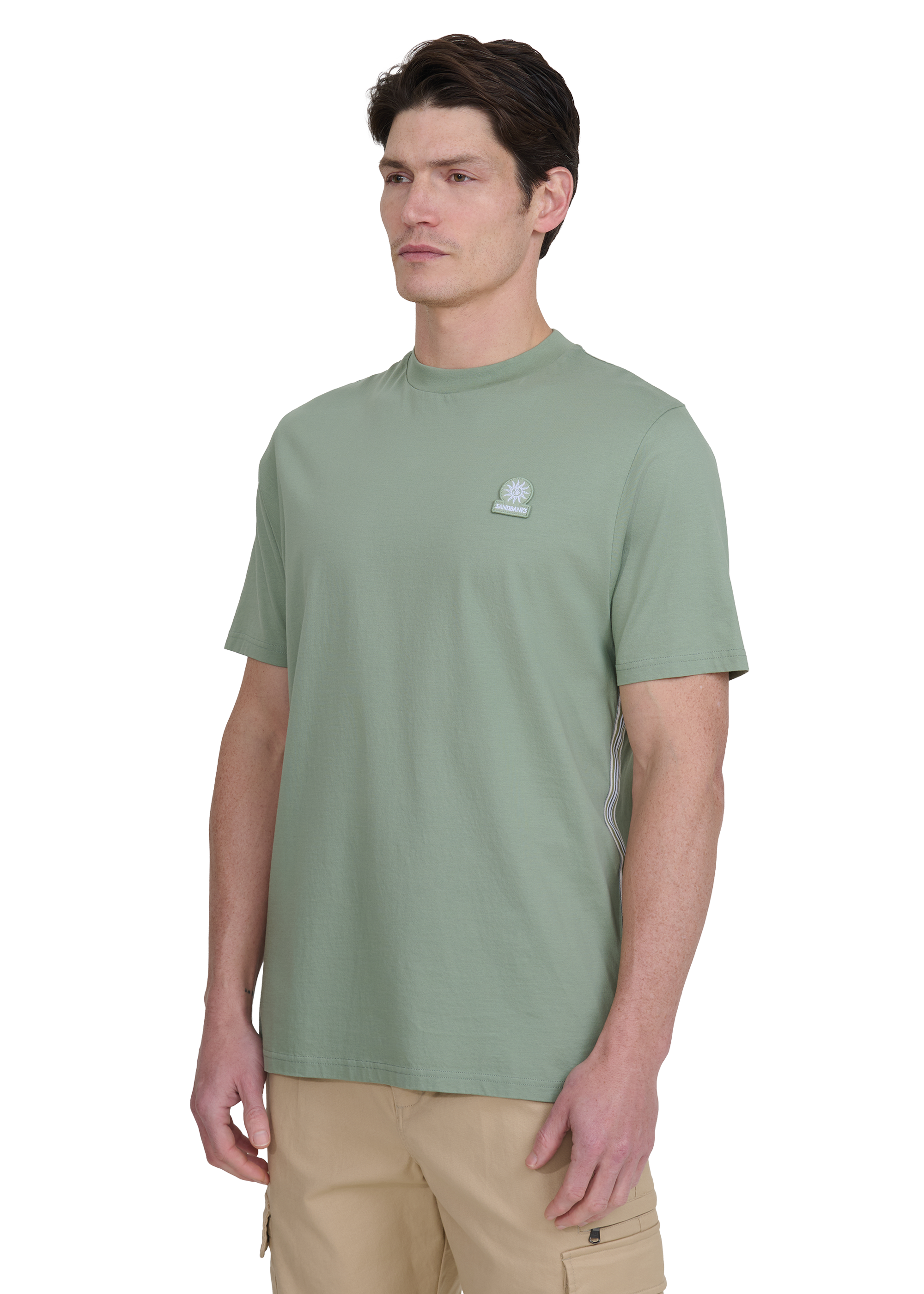 Sandbanks Side Stripe T-Shirt- Sage