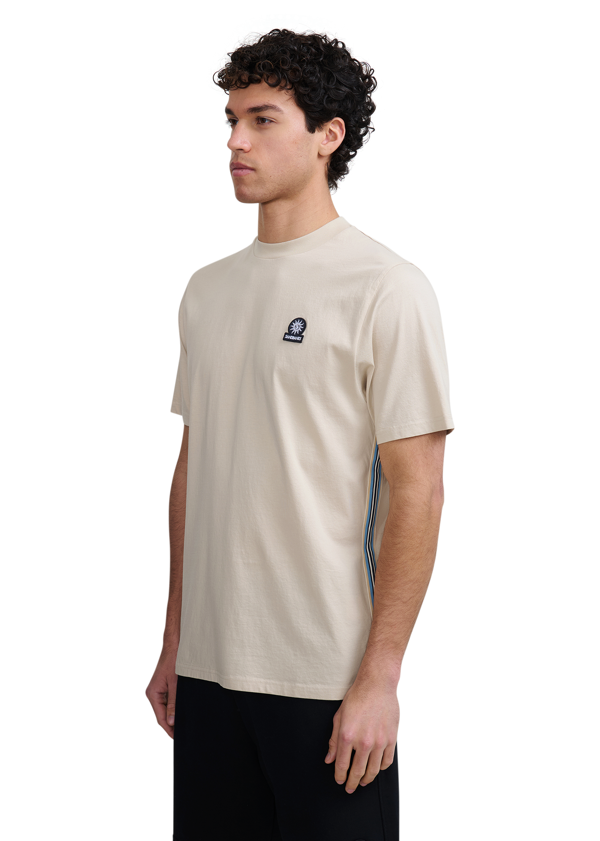 Sandbanks Side Stripe T-Shirt - Stone