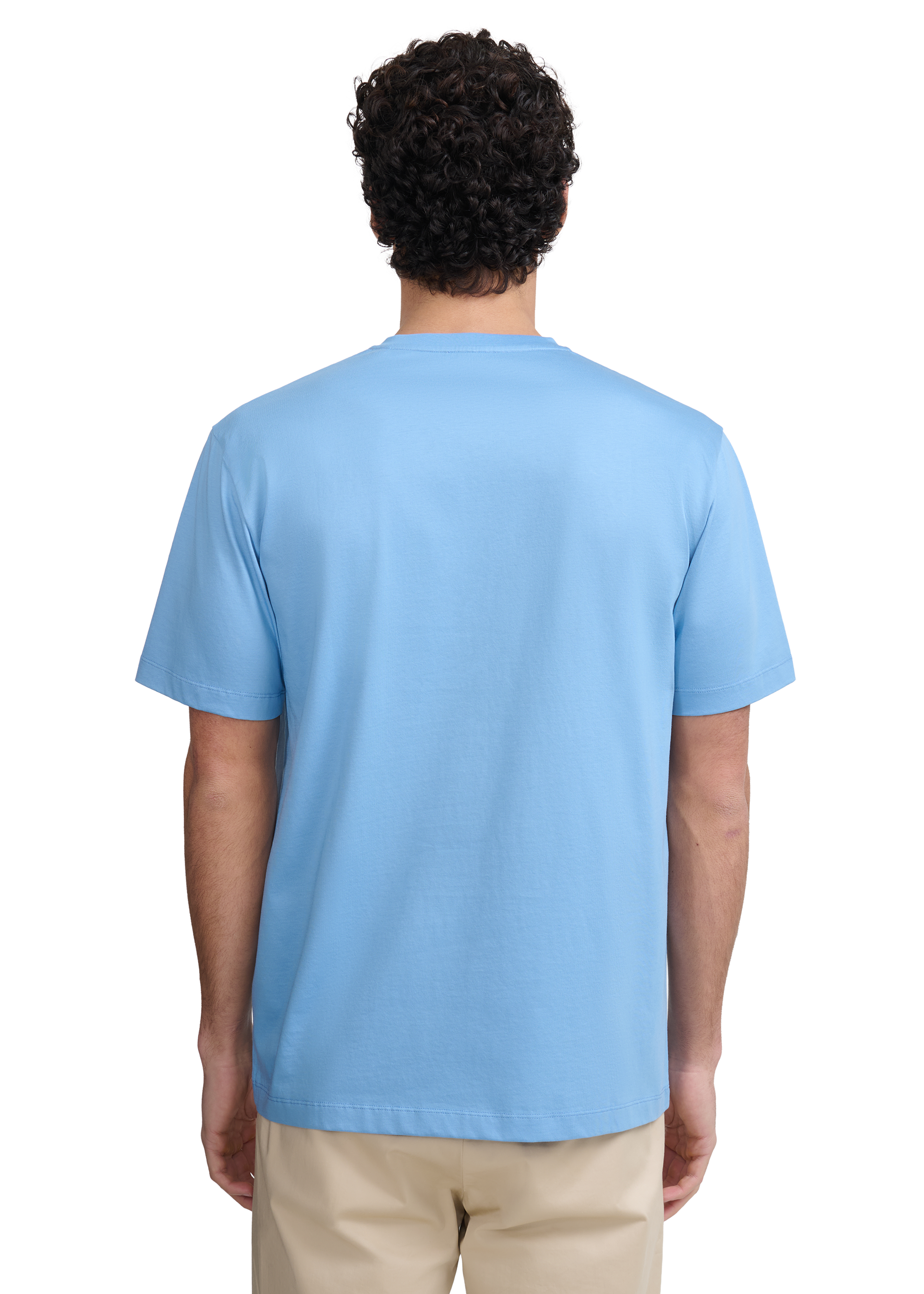 Sandbanks V-Neck Badge Logo T-Shirt - Dusty Blue