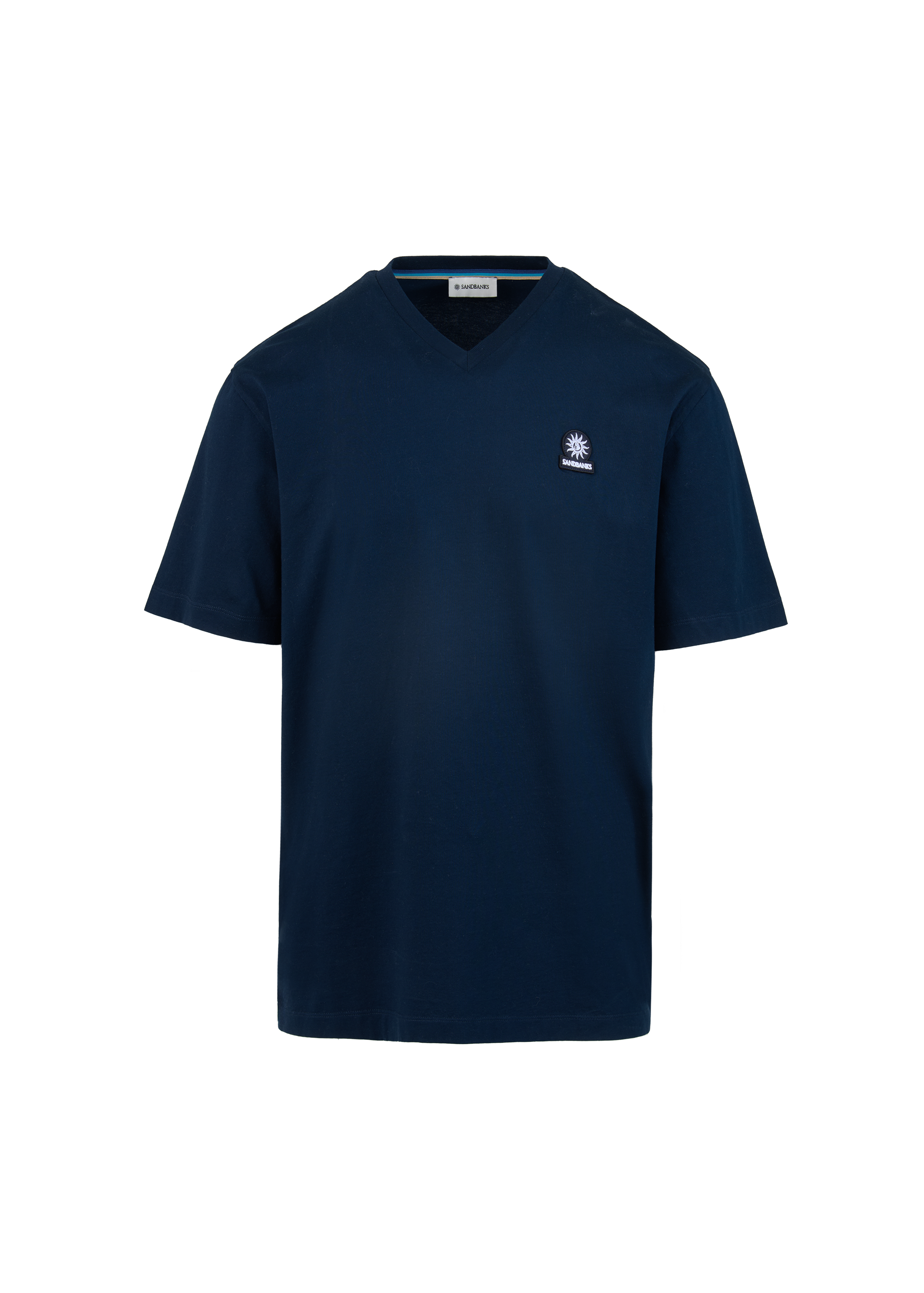 Sandbanks V-Neck Badge Logo T-Shirt - Navy