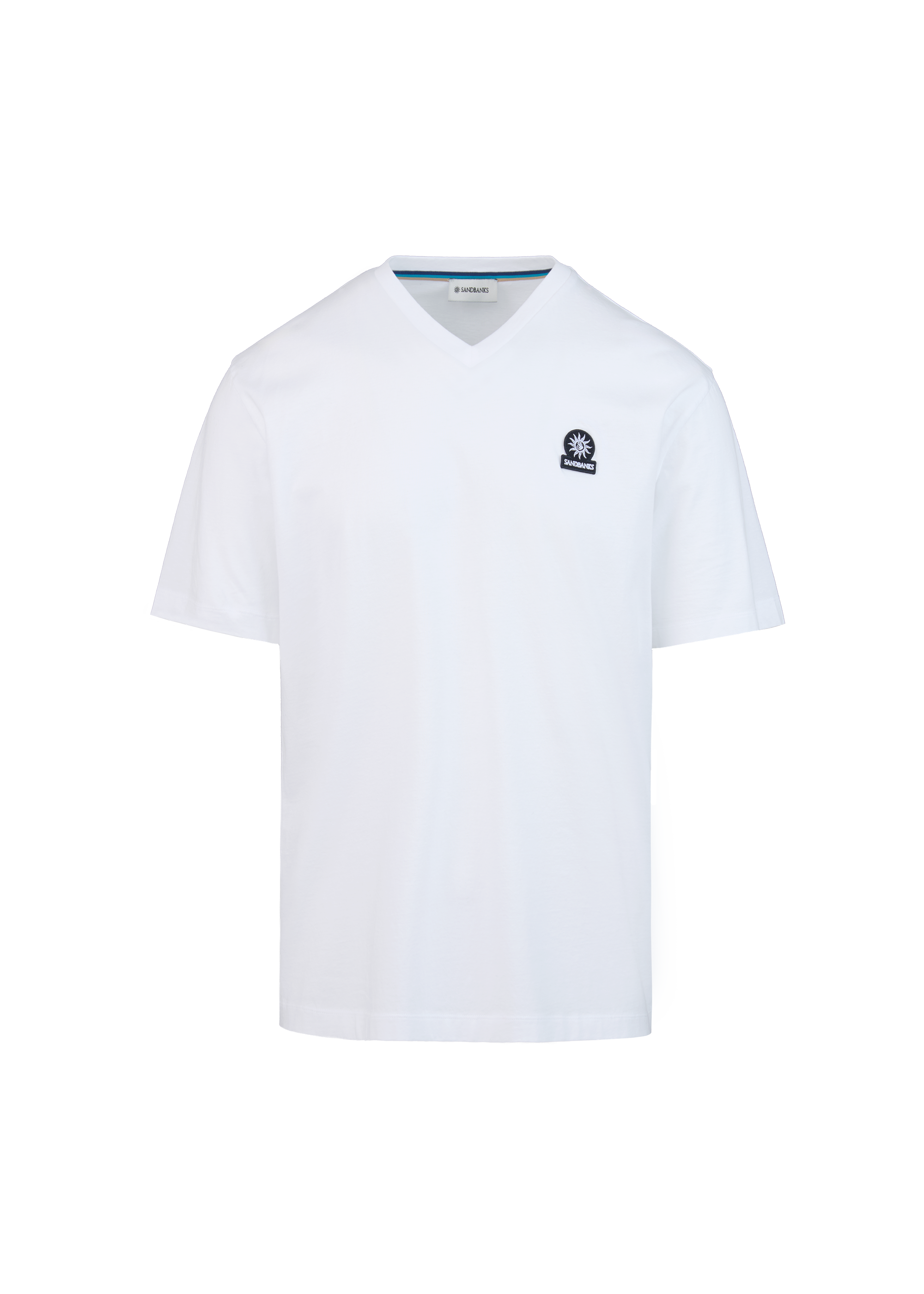Sandbanks V-Neck Badge Logo T-Shirt - White