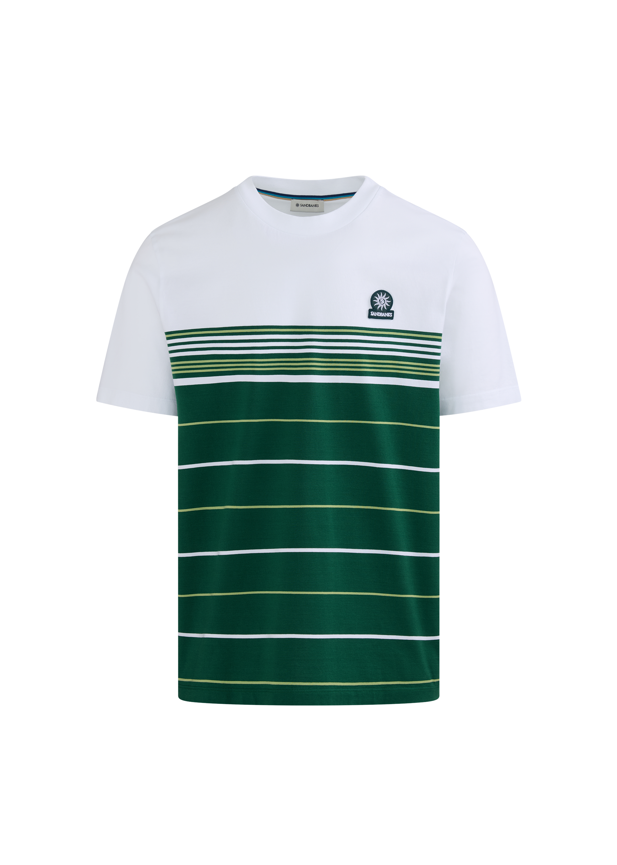 Engineered Multi Stripe Cotton T-Shirt - White/Green