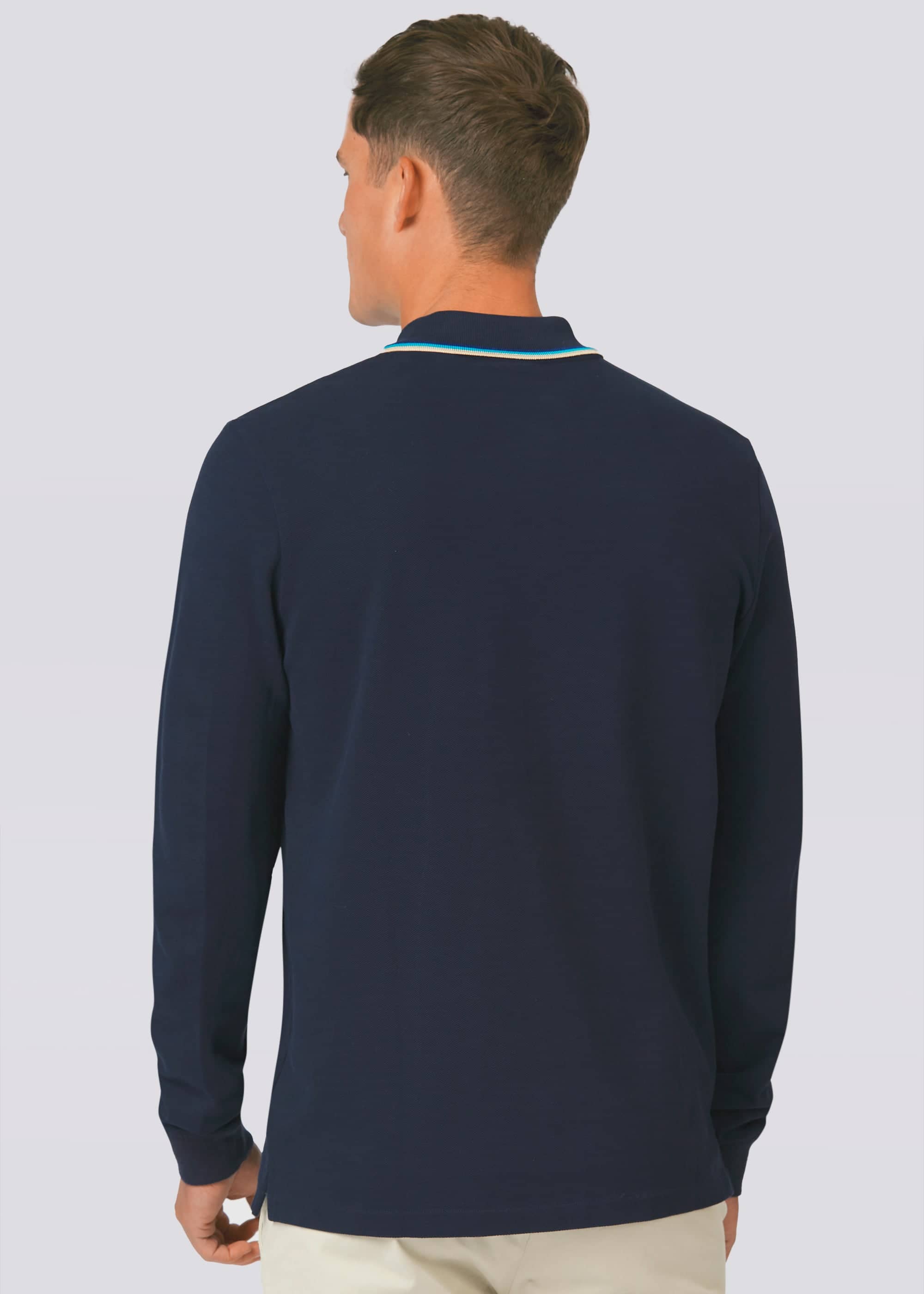 Sandbanks Badge Logo Long Sleeve Polo Shirt - Navy - Sandbanks