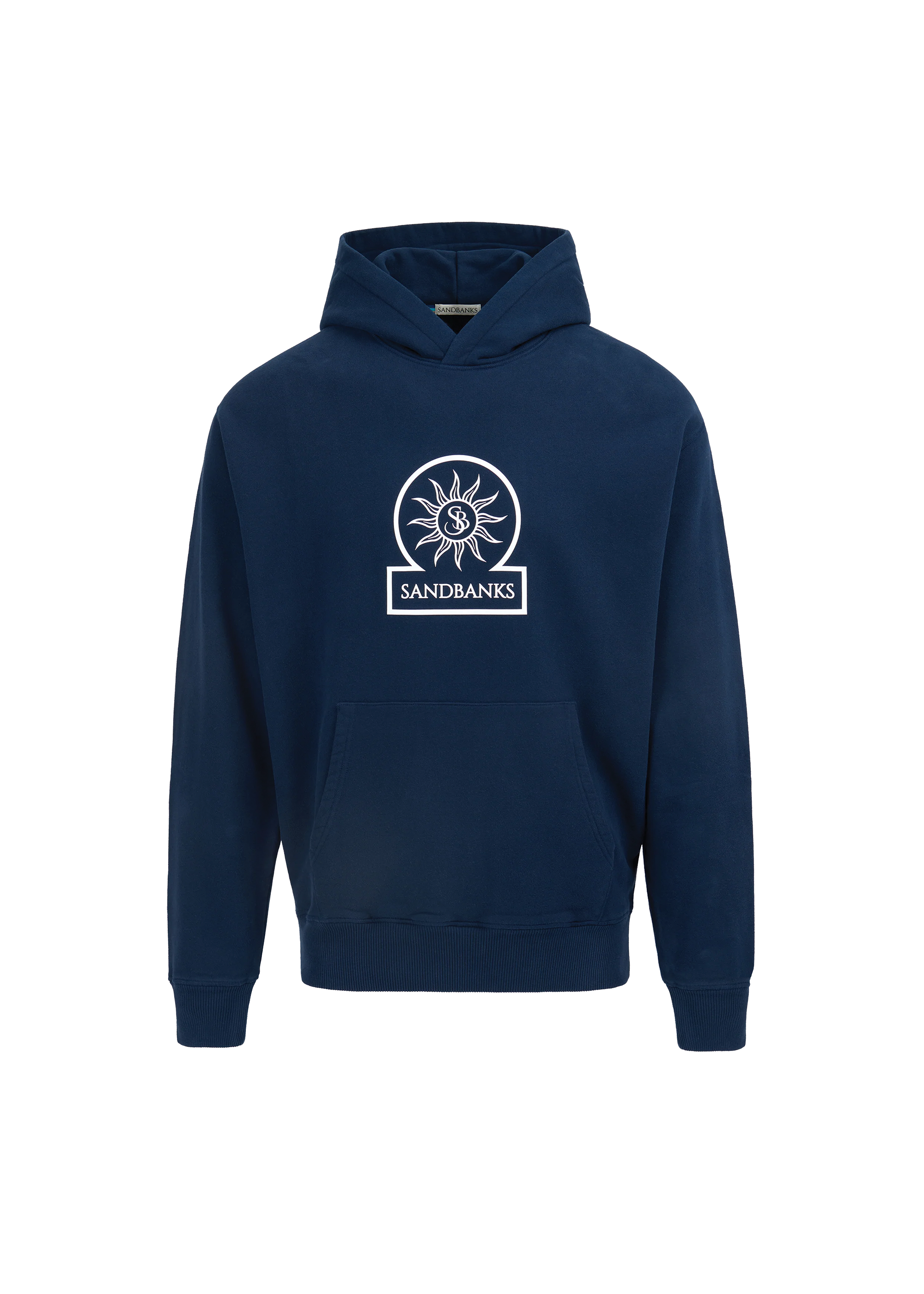 Sandbanks Raised Rubber Logo Hoodie - Navy