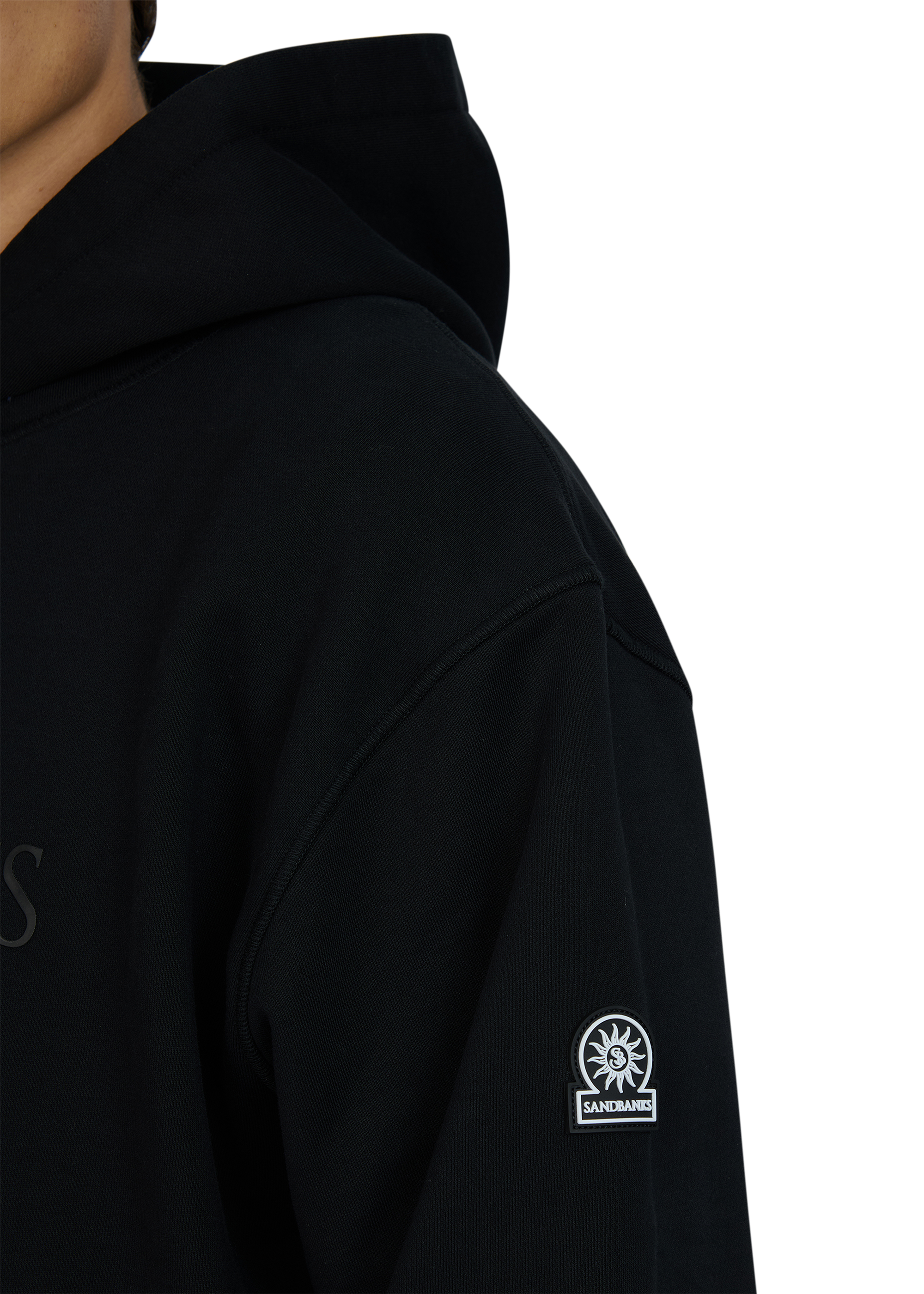Sandbanks 3D Silicone Logo Hoodie - Black
