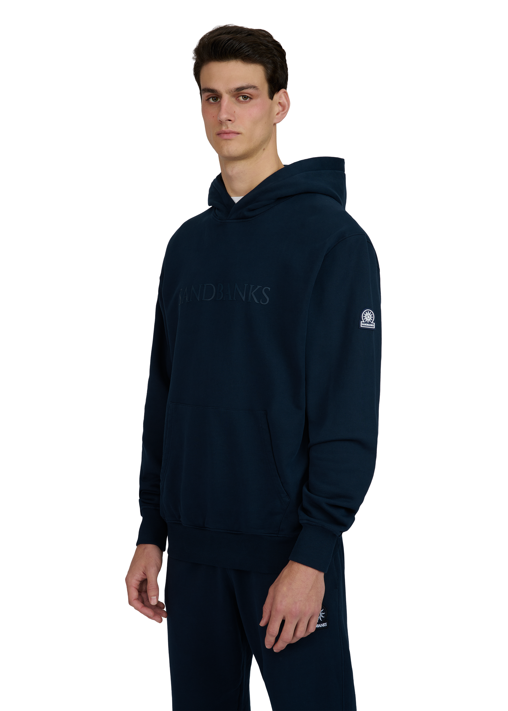 Sandbanks 3D Silicone Logo Hoodie - Navy