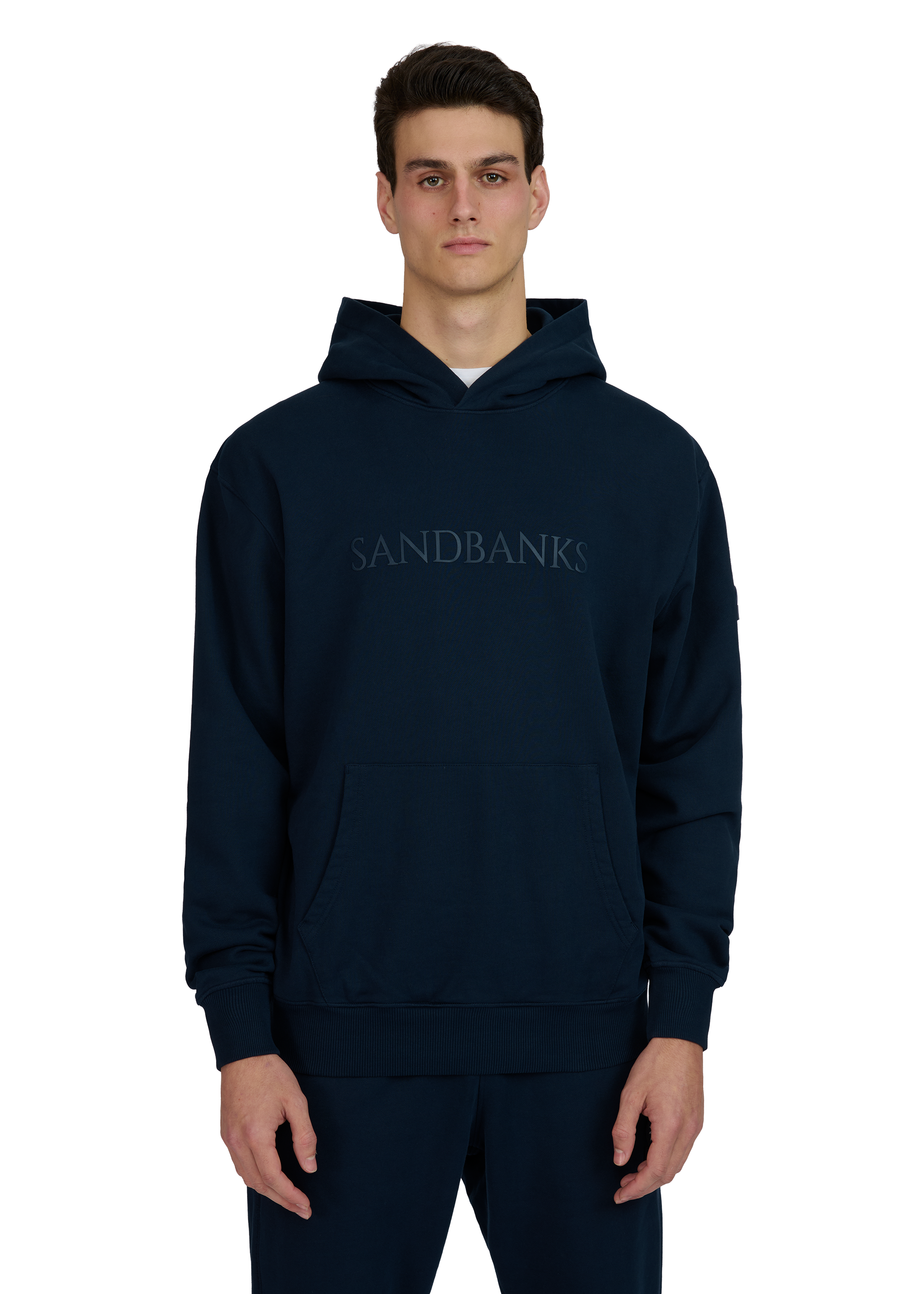 Sandbanks 3D Silicone Logo Hoodie - Navy