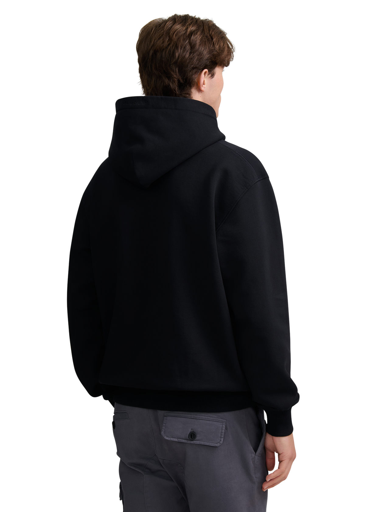 Contrast Fade Logo Print Hoodie - Black