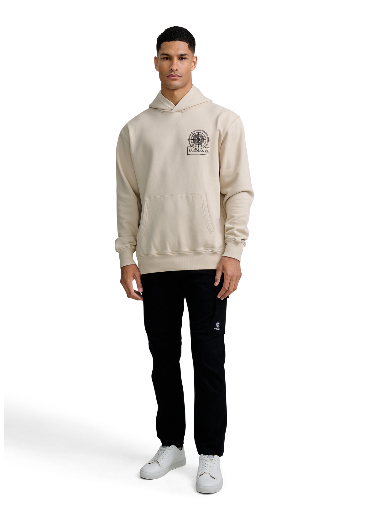 Sandbanks Sonar Print Hoodie - Stone/Black