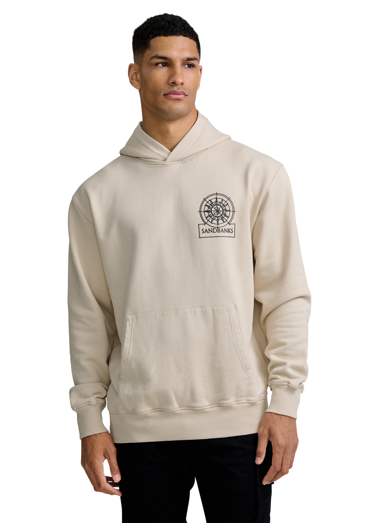 Sandbanks Sonar Print Hoodie - Stone/Black