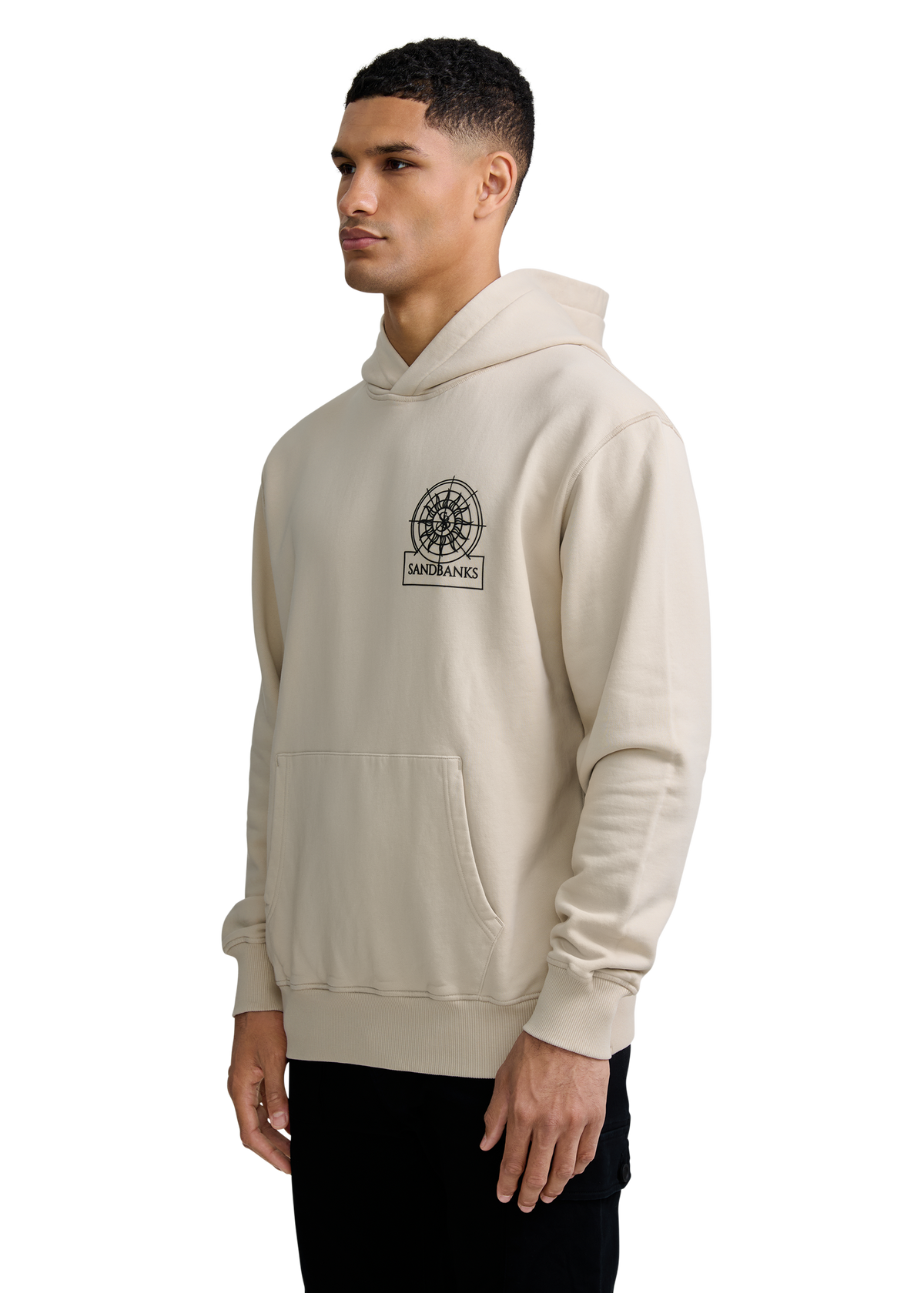 Sandbanks Sonar Print Hoodie - Stone/Black