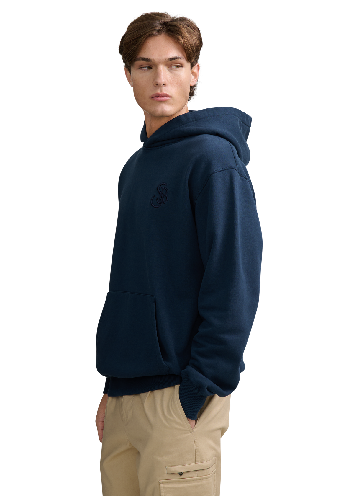 SB Embroidered Cotton Hoodie - Navy