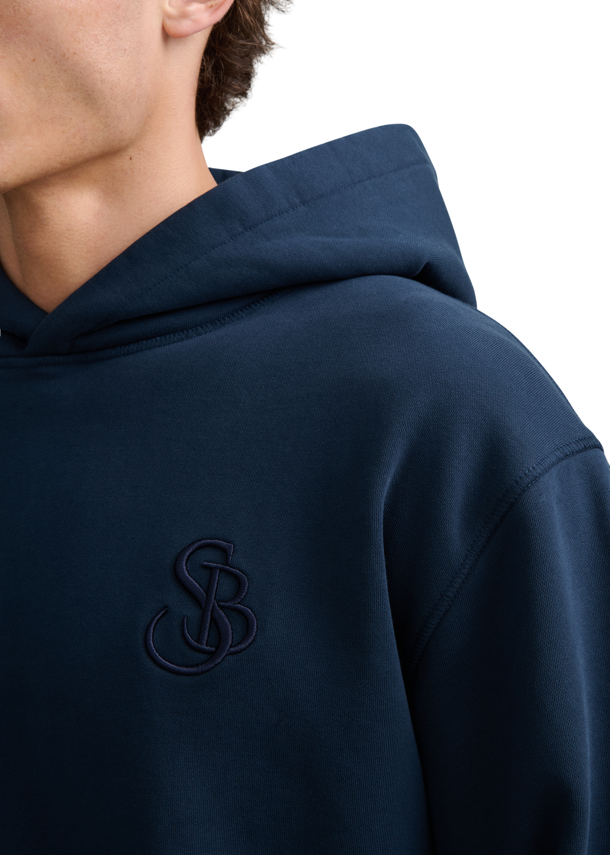 SB Embroidered Cotton Hoodie - Navy