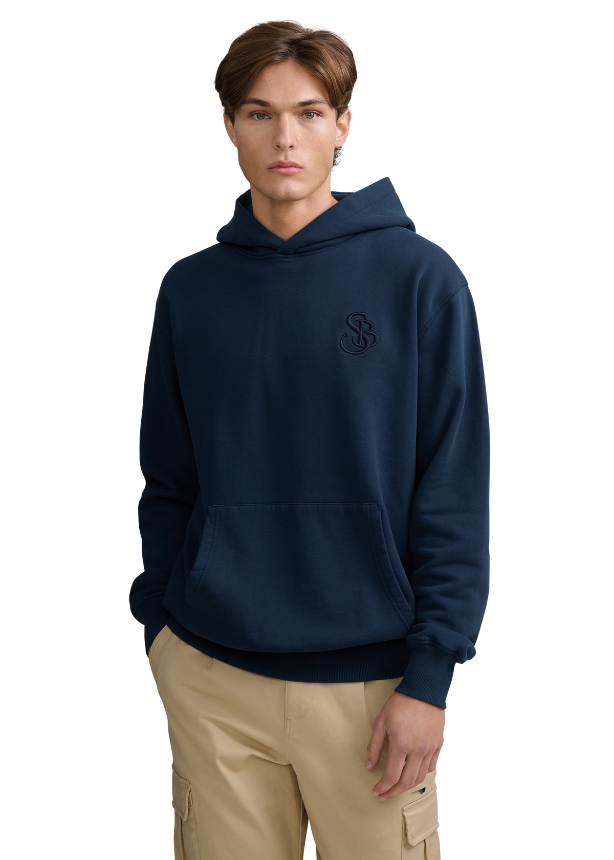 SB Embroidered Cotton Hoodie - Navy