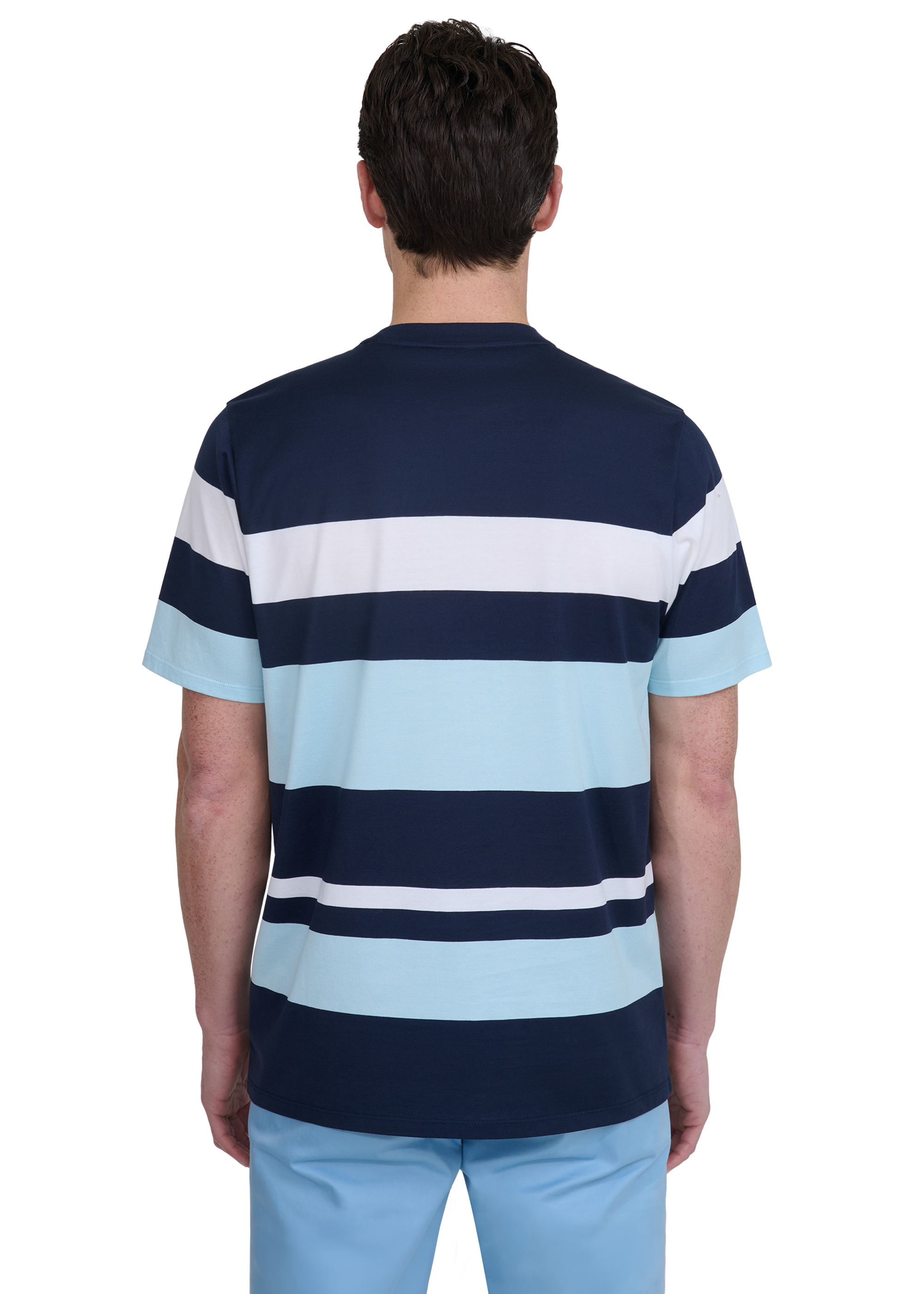 Sandbanks Mercerised Stripe T-Shirt - Navy/White/C.Blue