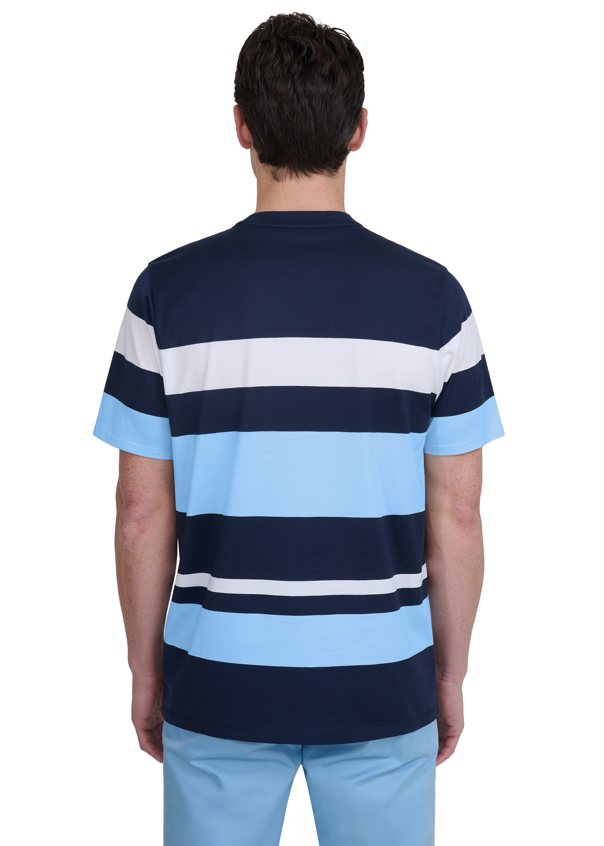 Sandbanks Mercerised Stripe T-Shirt - Navy