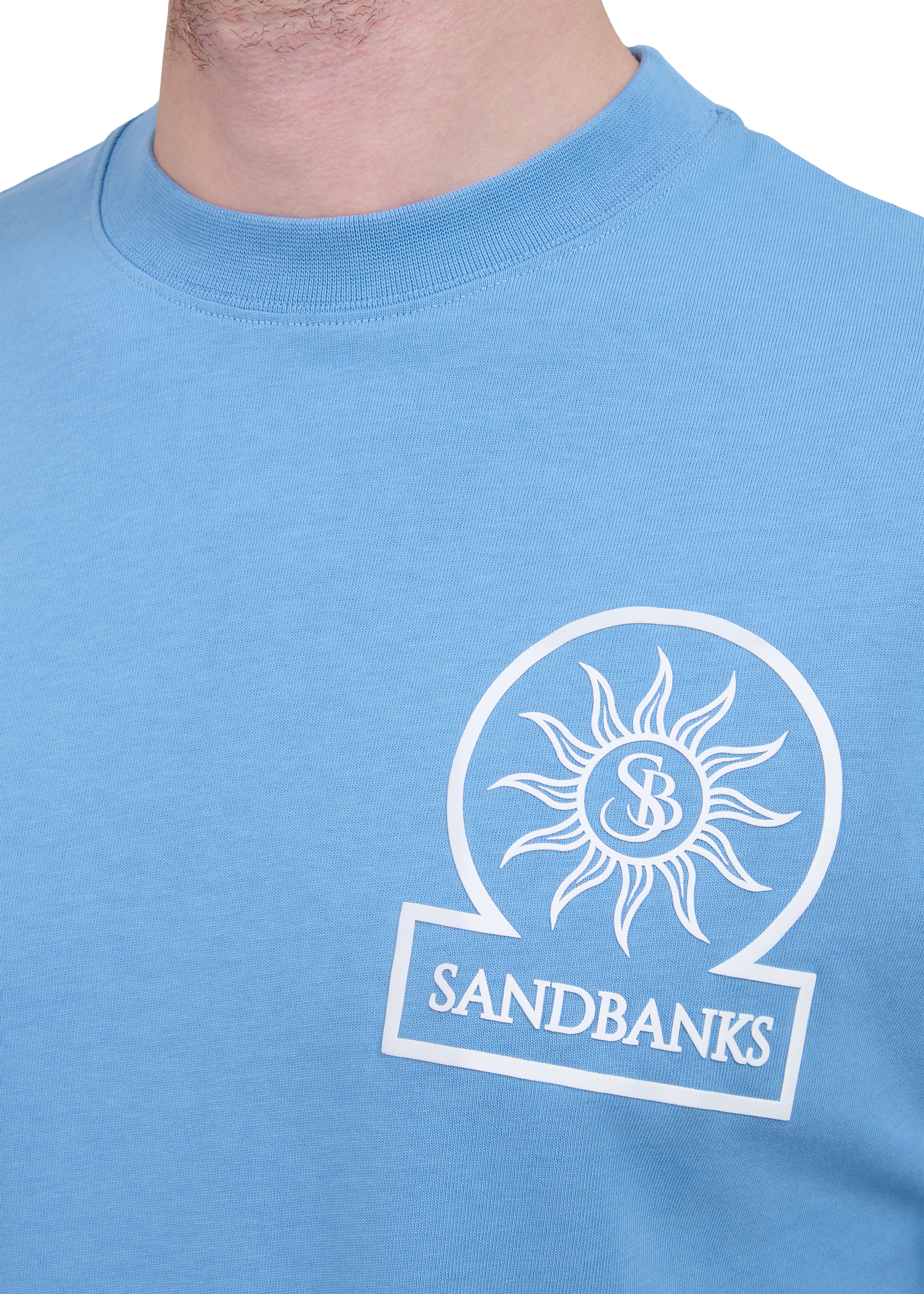 Sandbanks Logo Print Double Jersey T-shirt - Dusty Blue