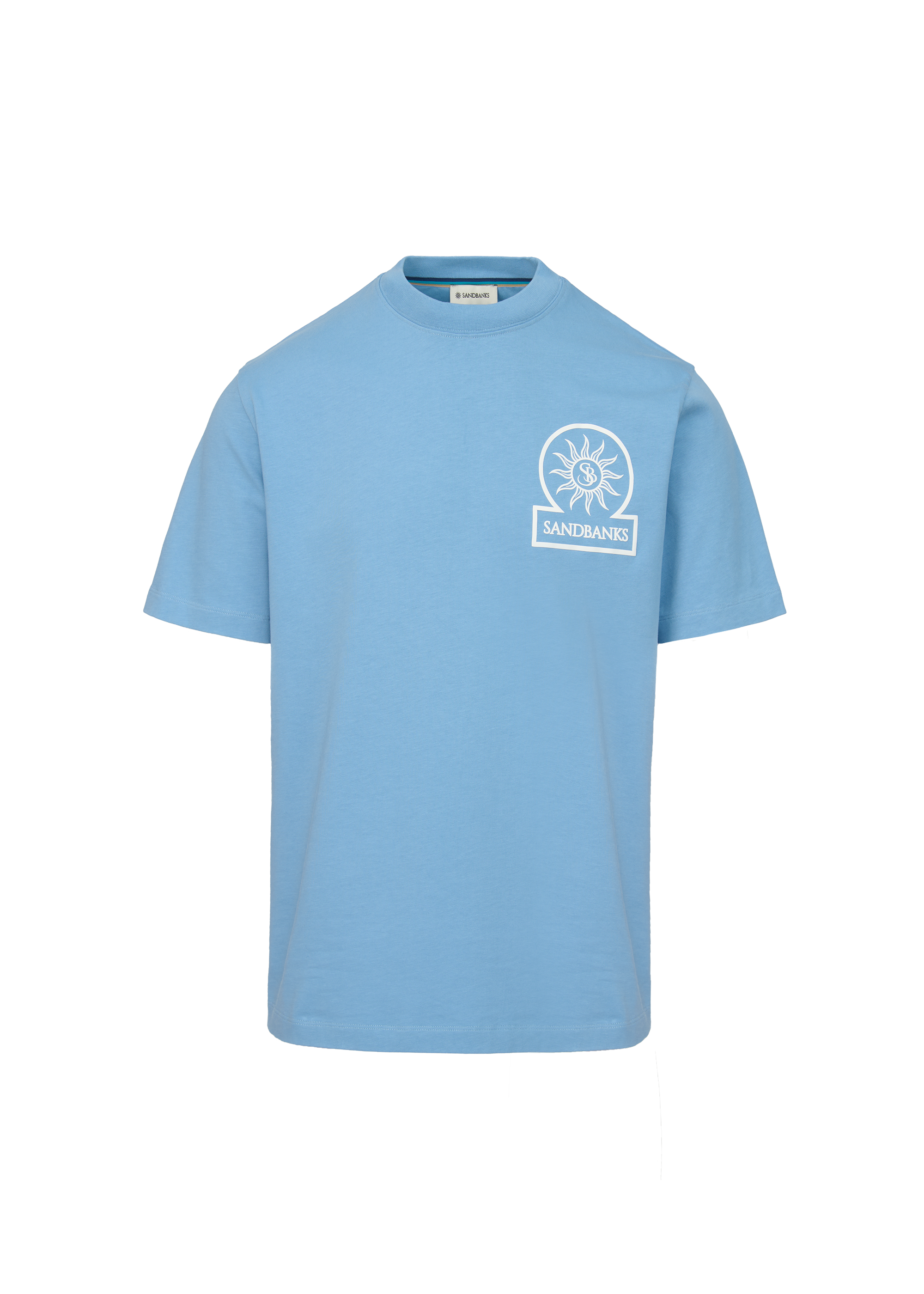 Sandbanks 3D Silicone Badge Logo T-Shirt - Dusty Blue - Sandbanks