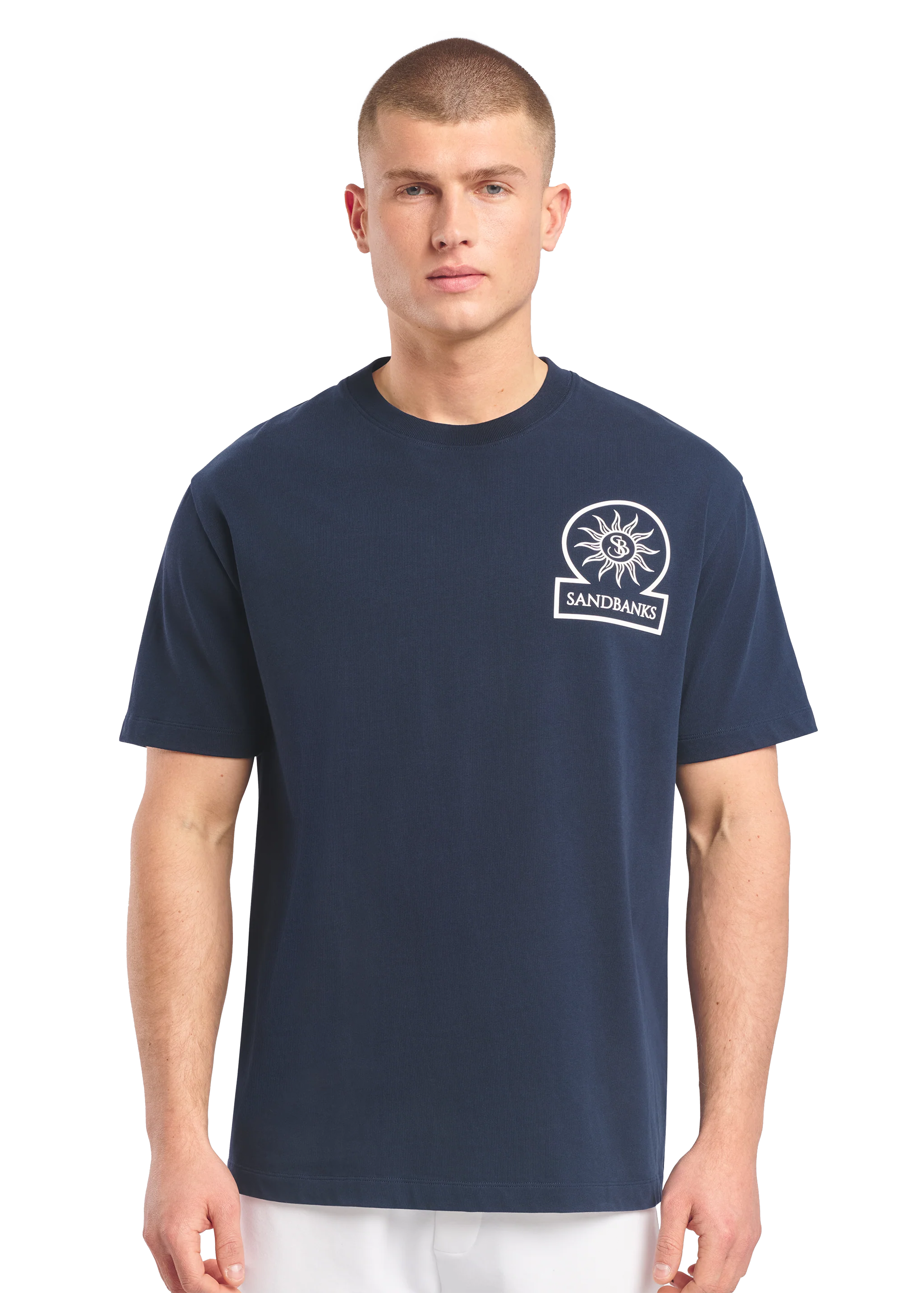 Sandbanks 3D Silicone Badge Logo T-Shirt - Navy