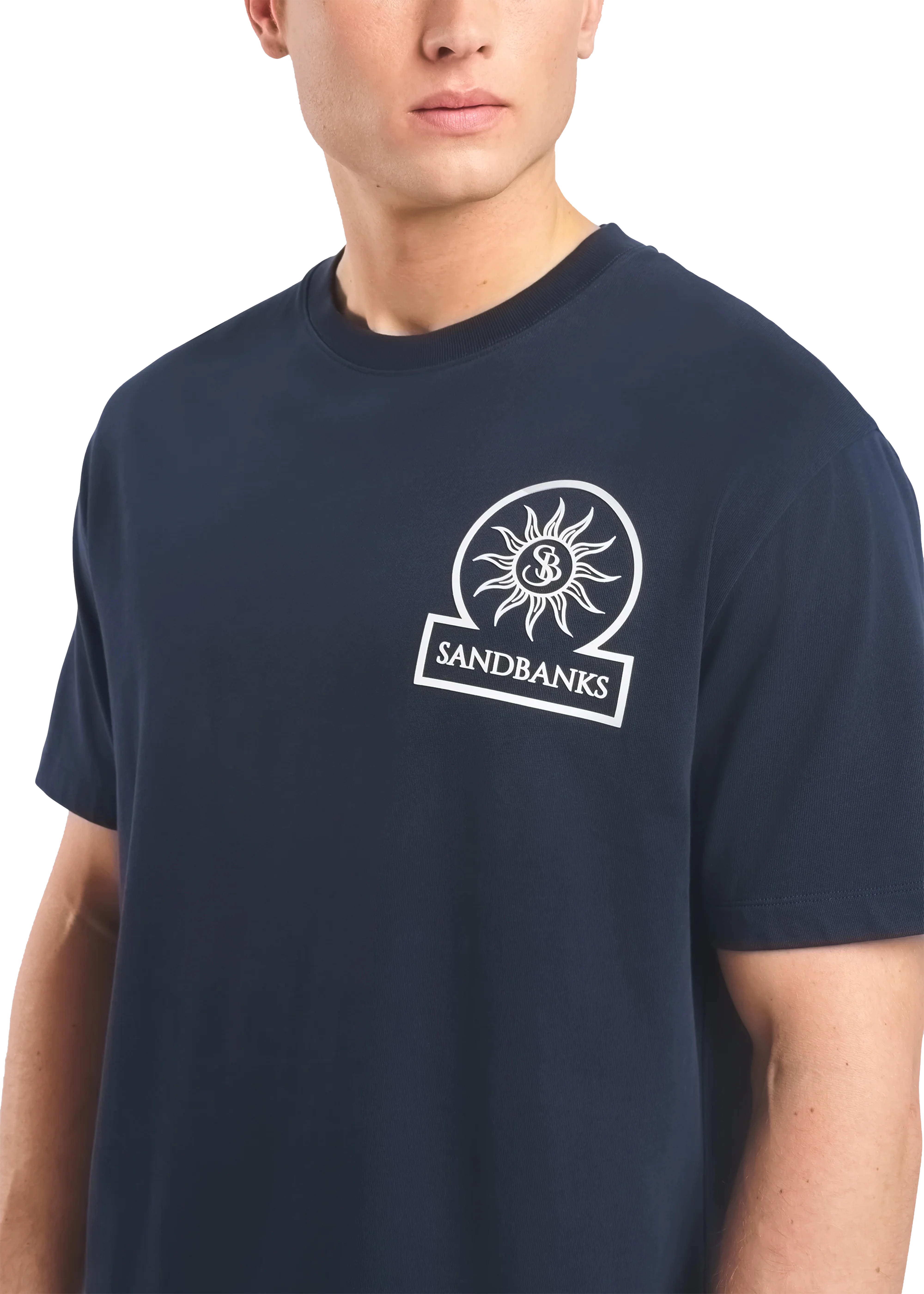 Sandbanks 3D Silicone Badge Logo T-Shirt - Navy