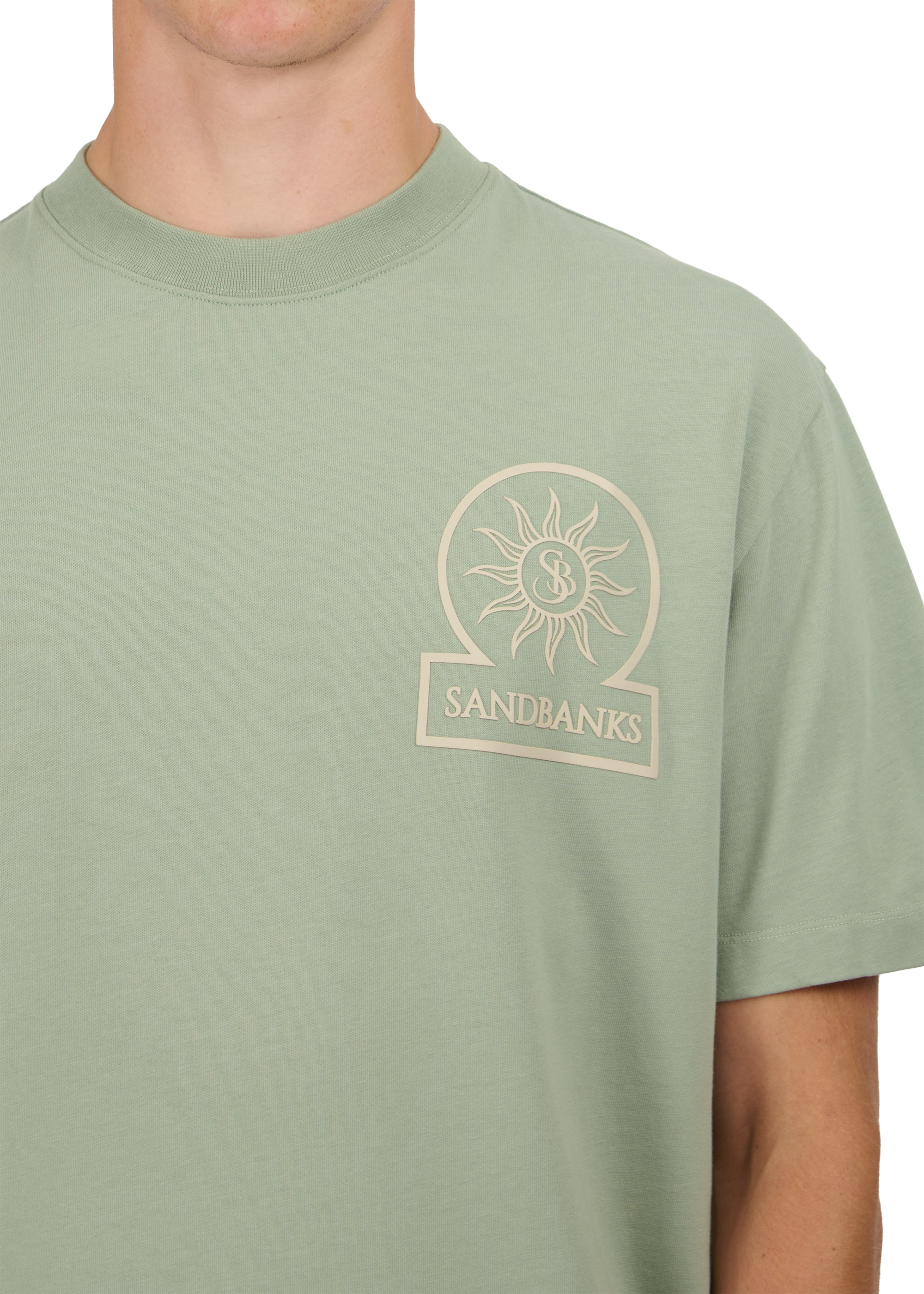 Sandbanks Logo Print Double Jersey T-shirt - Sage