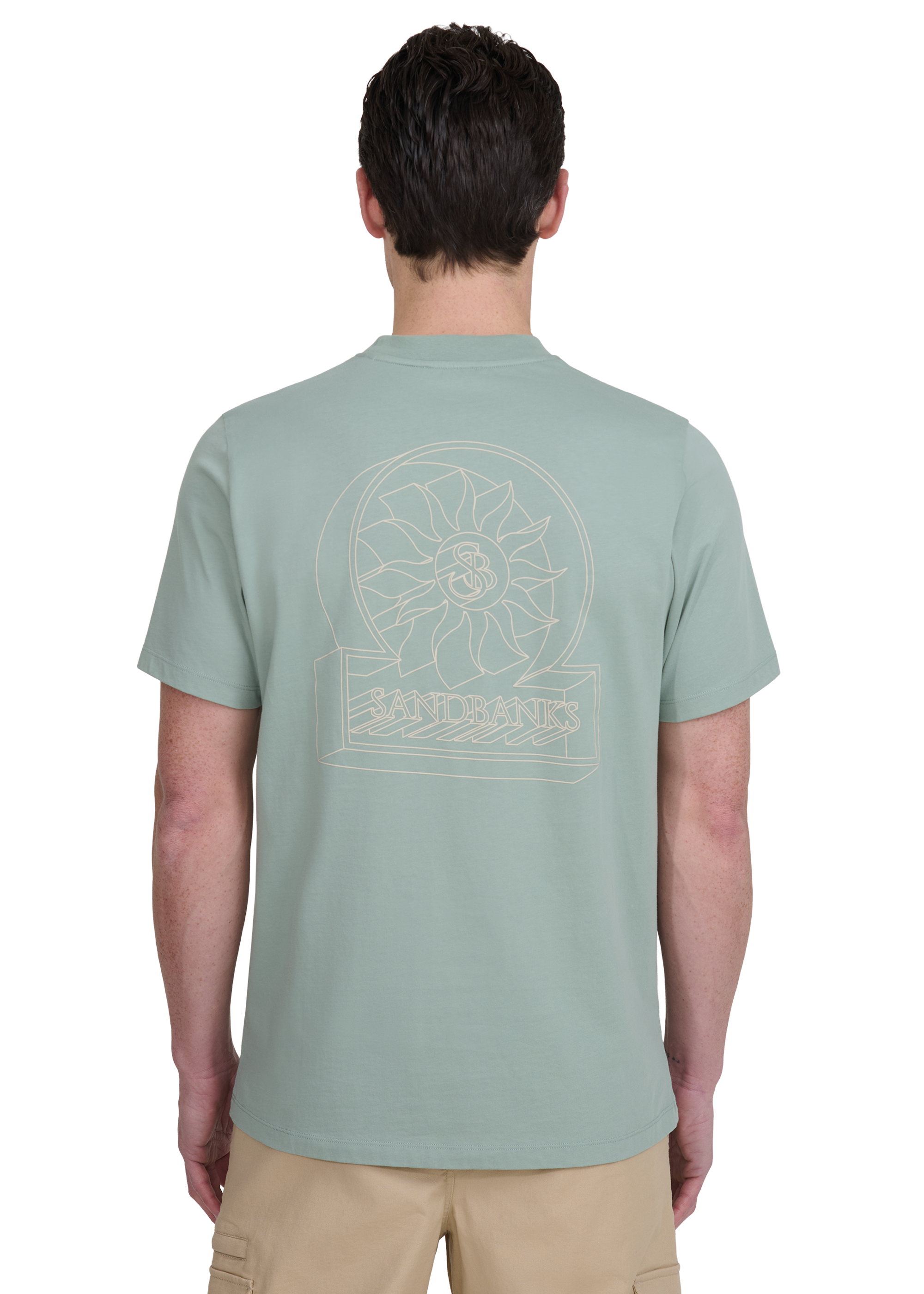 Sandbanks 3D Logo Print T-shirt - Sage
