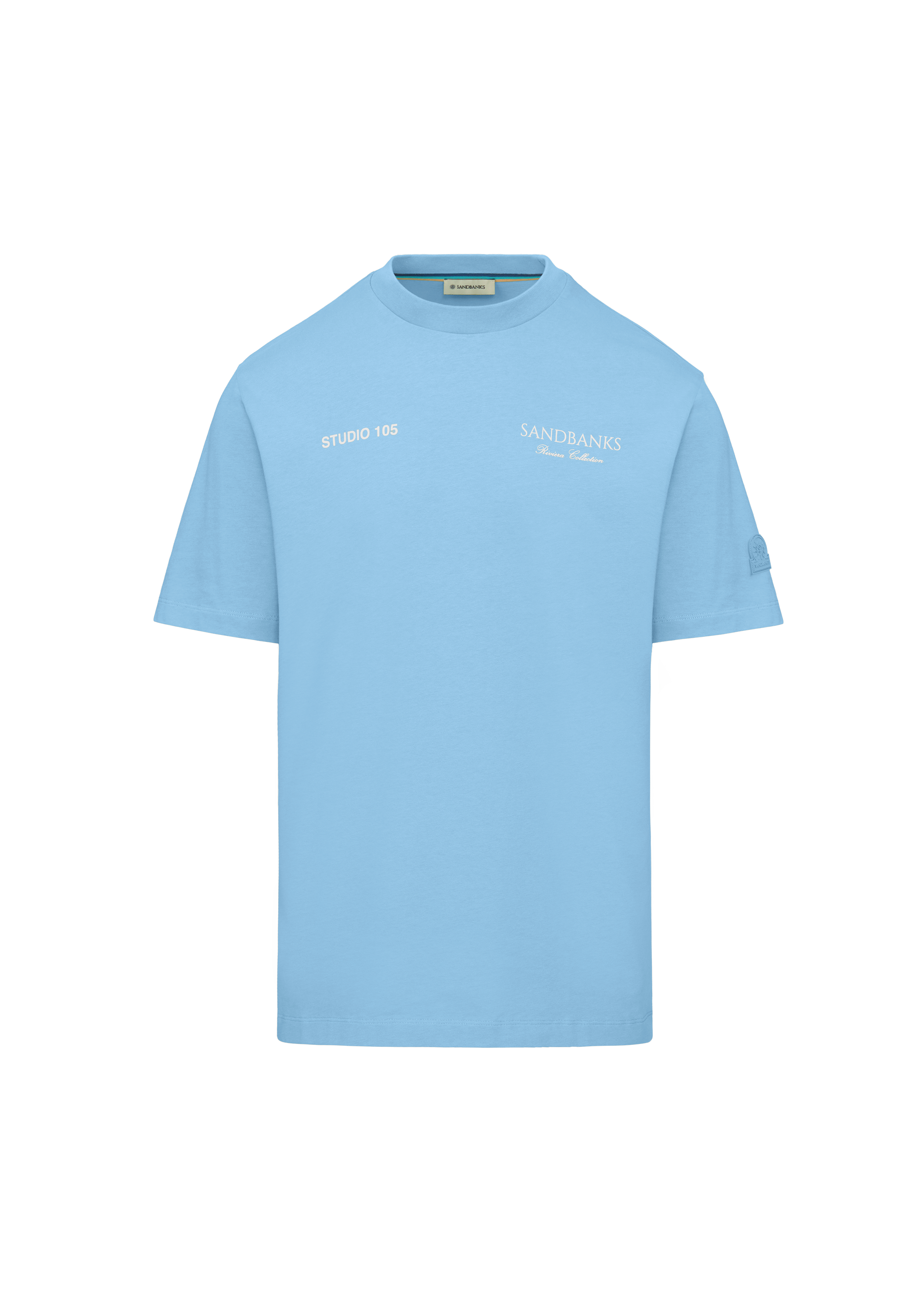 Sandbanks Riviera Collection T-Shirt - Dusty Blue - Sandbanks