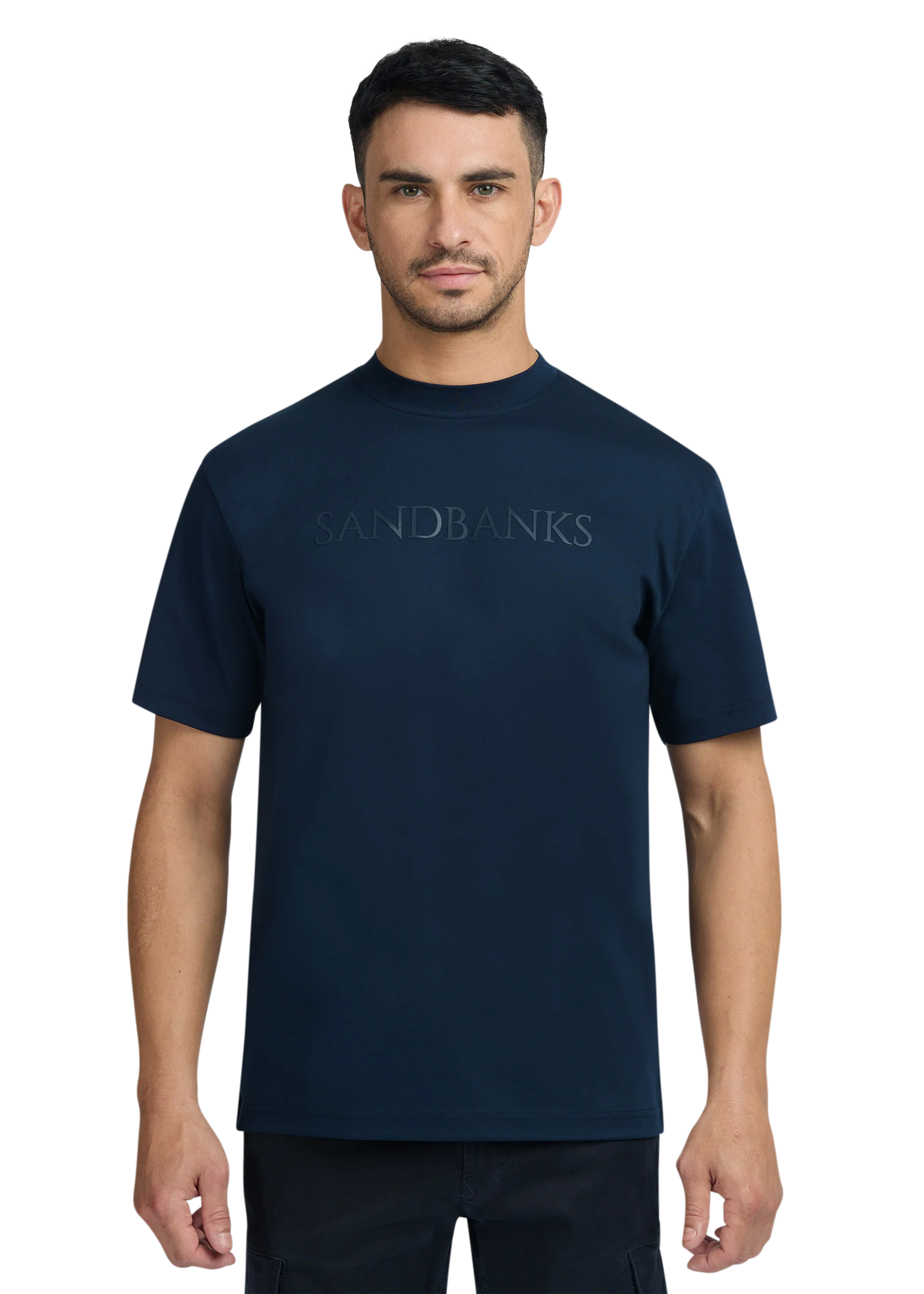 Sandbanks Raised Rubber Interlock T-Shirt - Navy