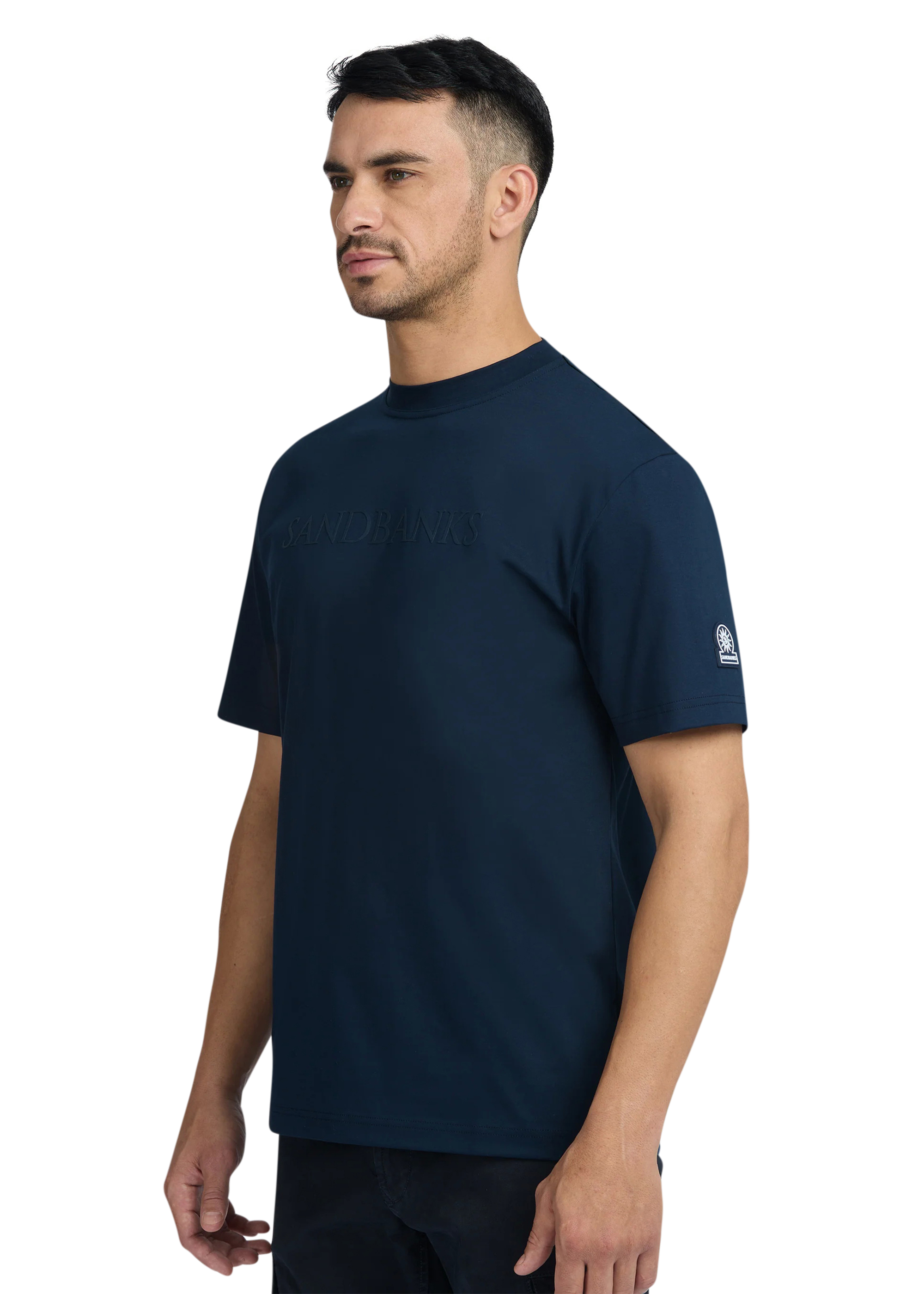 Sandbanks Raised Rubber Interlock T-Shirt - Navy