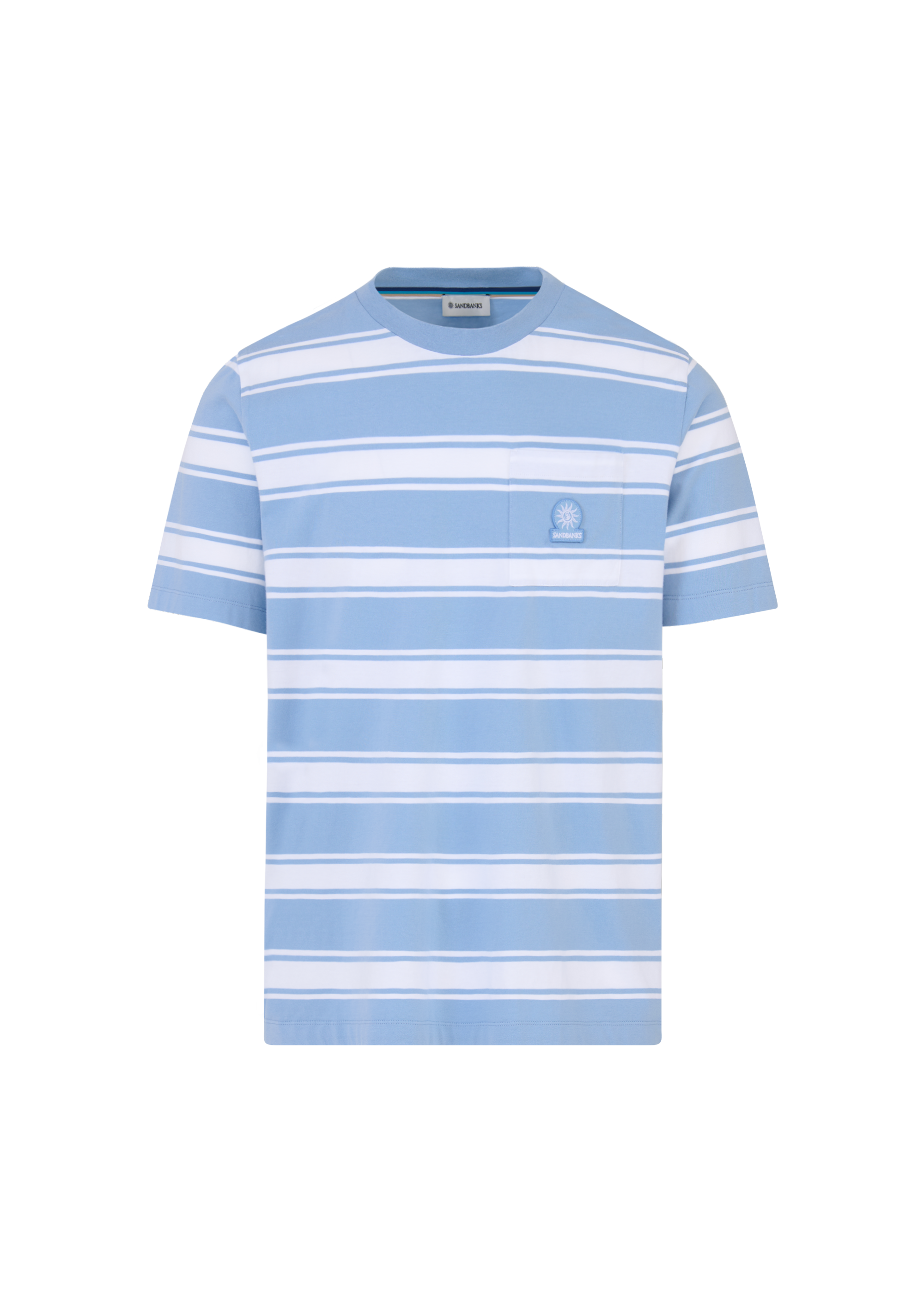 Stripe Pocket Cotton T-Shirt - Dusty Blue