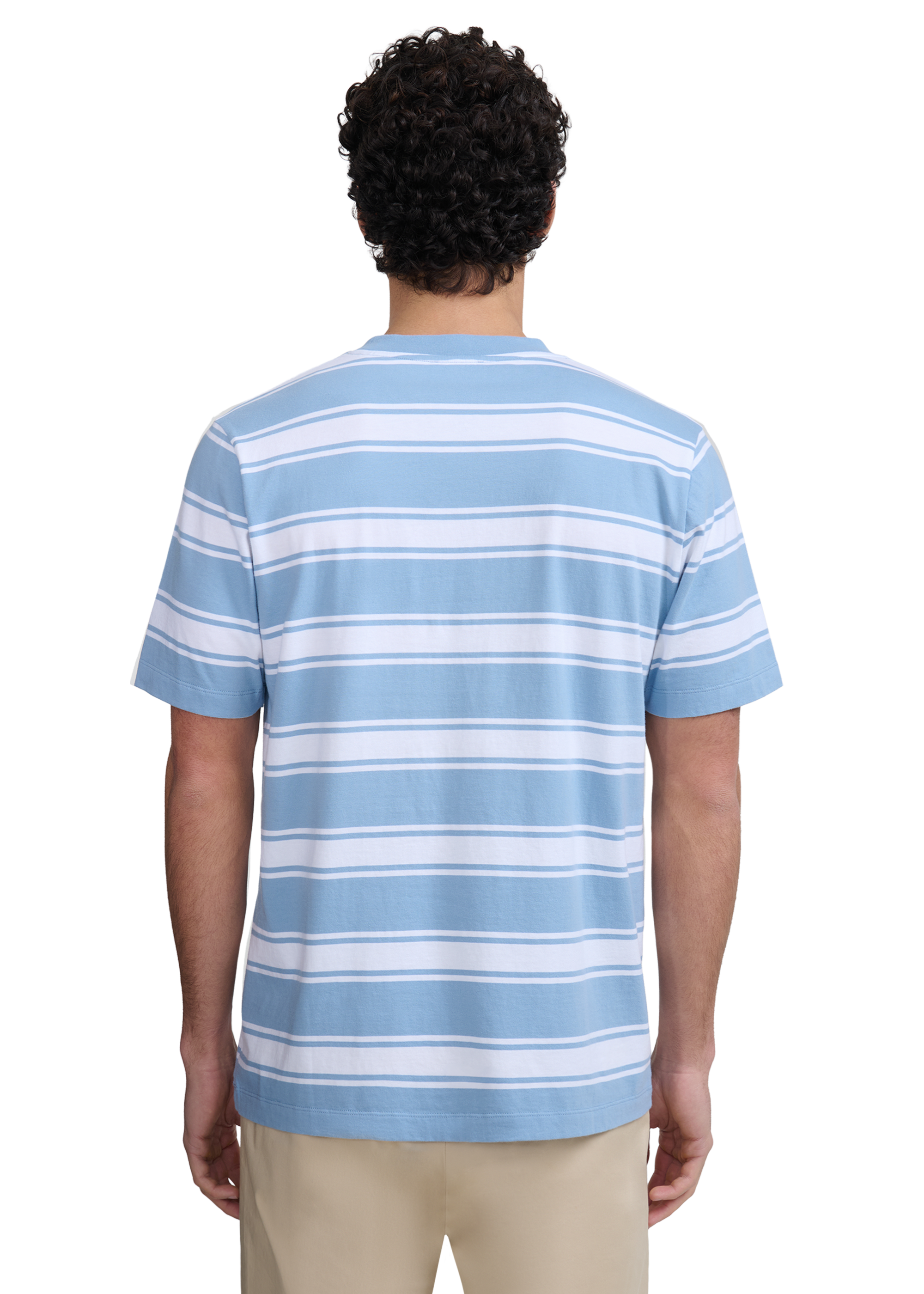 Stripe Pocket Cotton T-Shirt - Dusty Blue