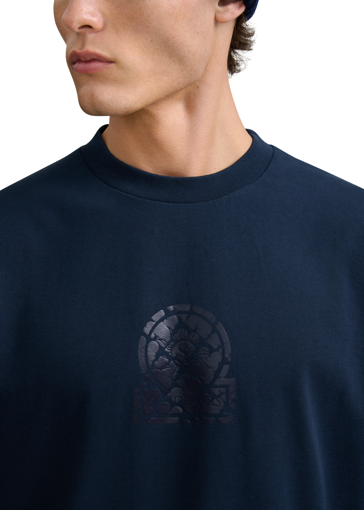 Distressed Graphic Logo T-Shirt - Navy