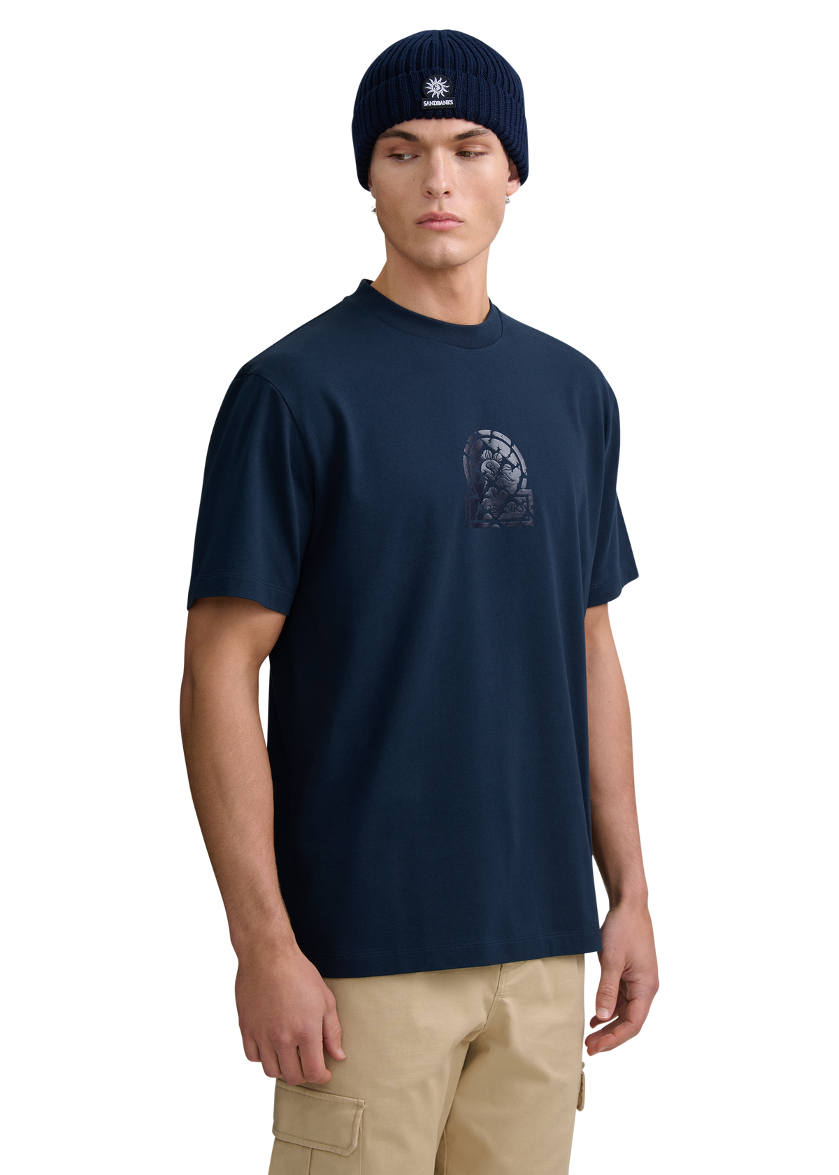Distressed Graphic Logo T-Shirt - Navy