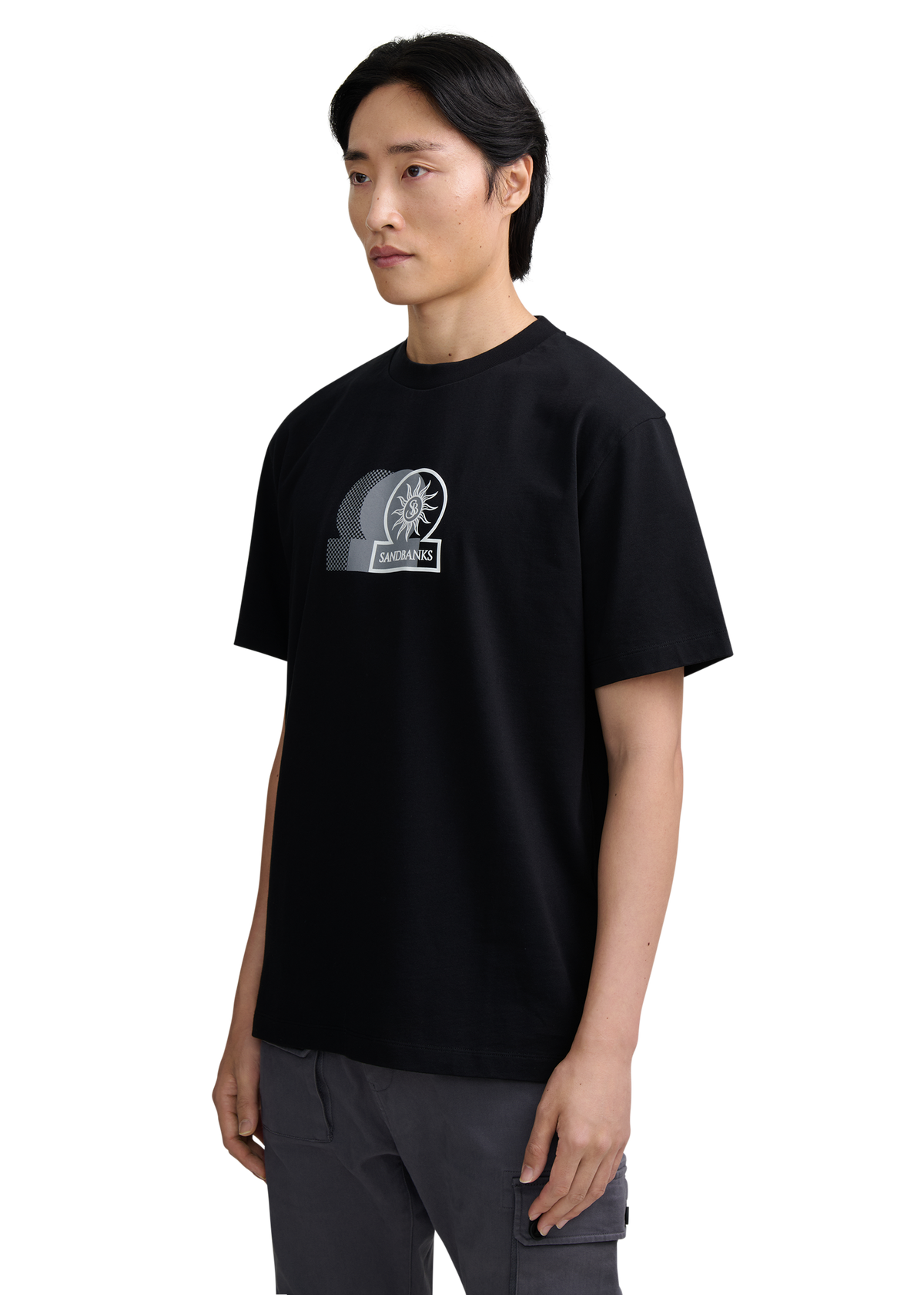 Contrast Fade Logo Print T-shirt - Black