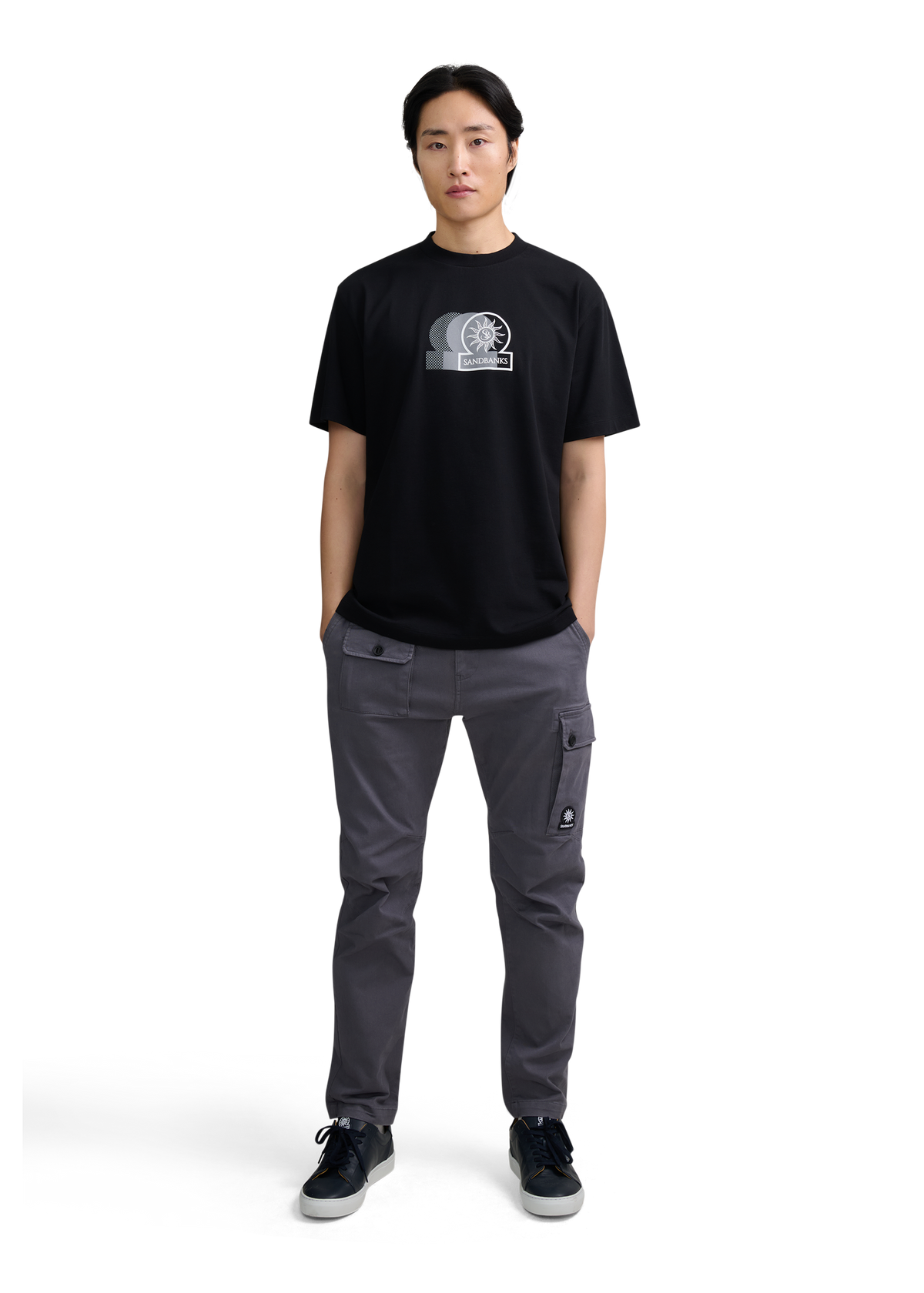 Contrast Fade Logo Print T-shirt - Black