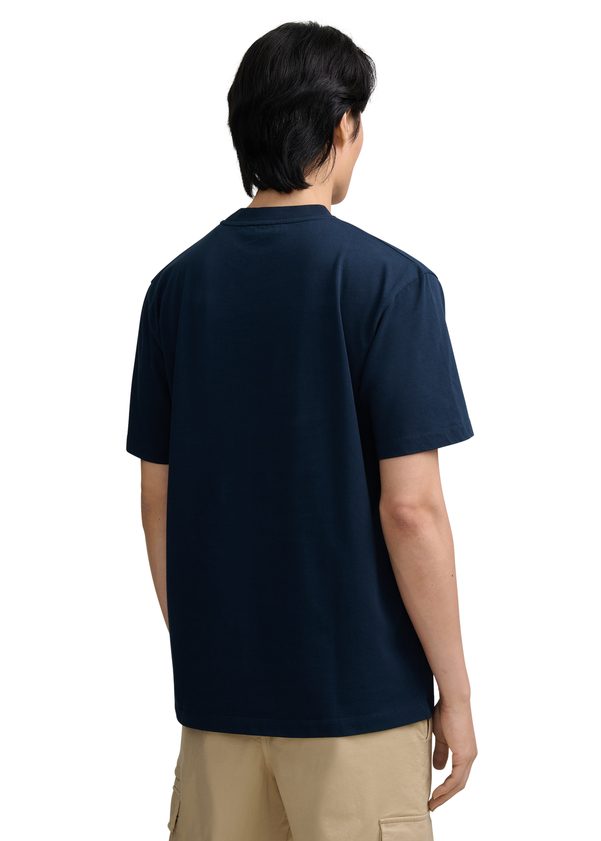 Raised Stripe Logo Print T-Shirt - Navy