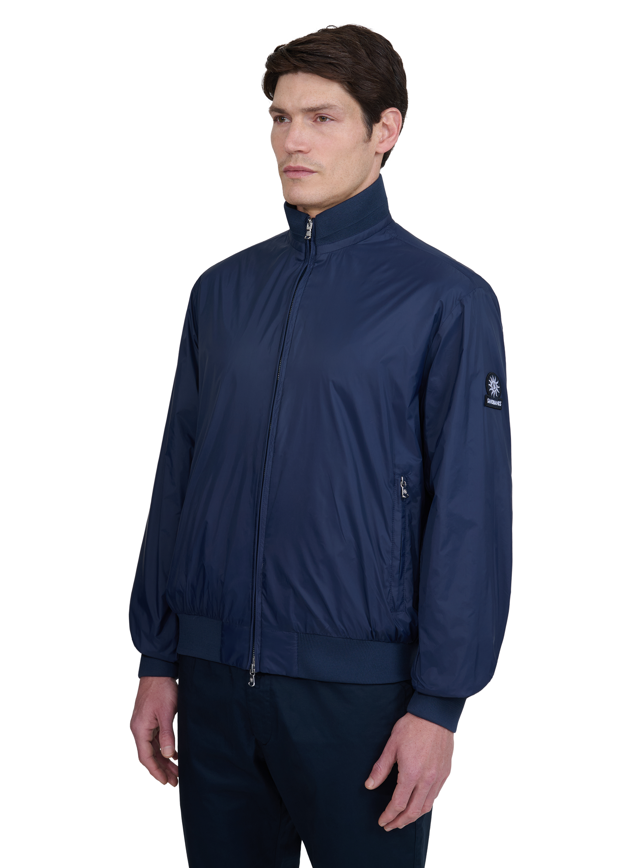 Sandbanks Reversible Funnel Neck Bomber - Navy/Stone