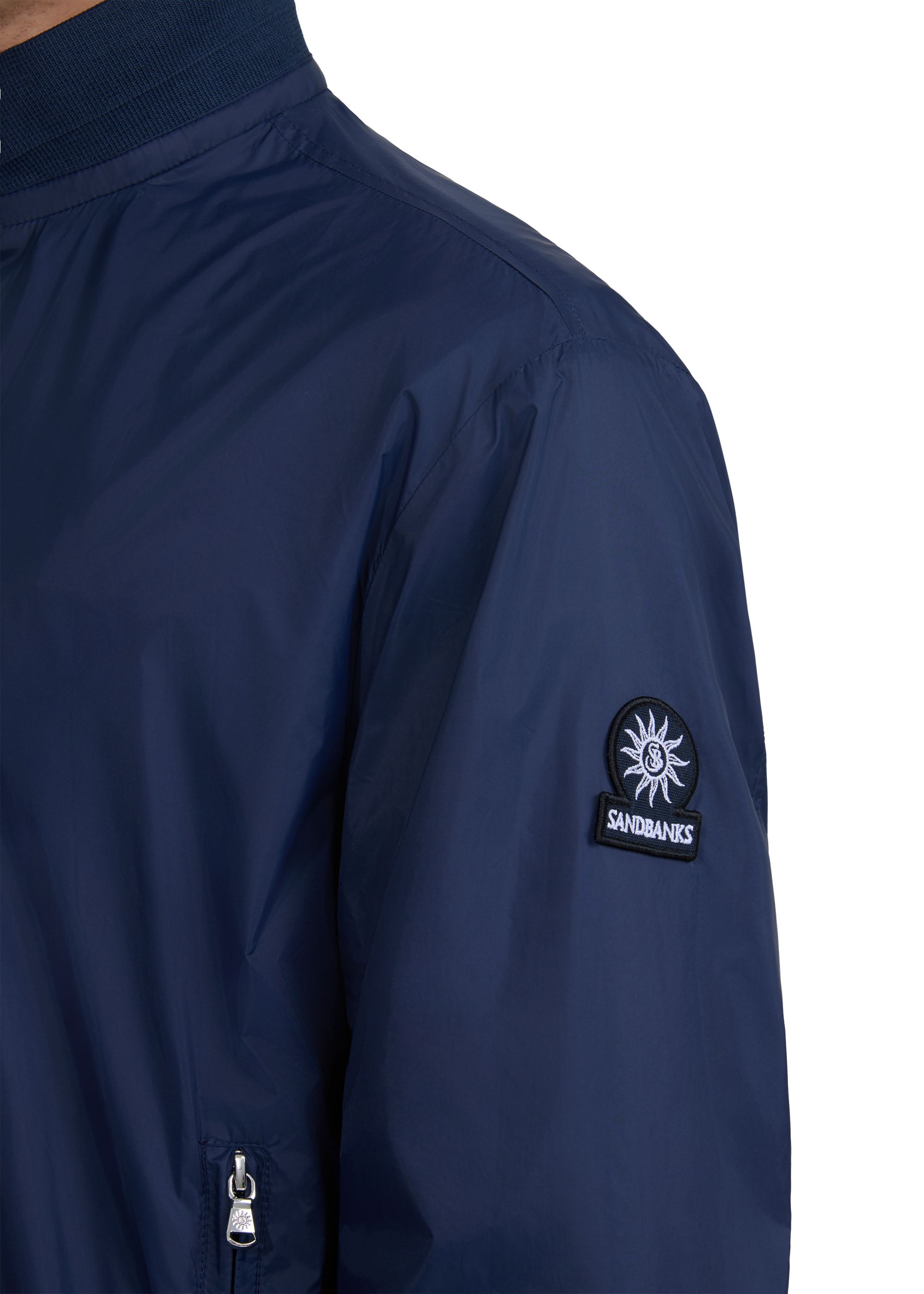 Sandbanks Reversible Funnel Neck Bomber - Navy/Stone