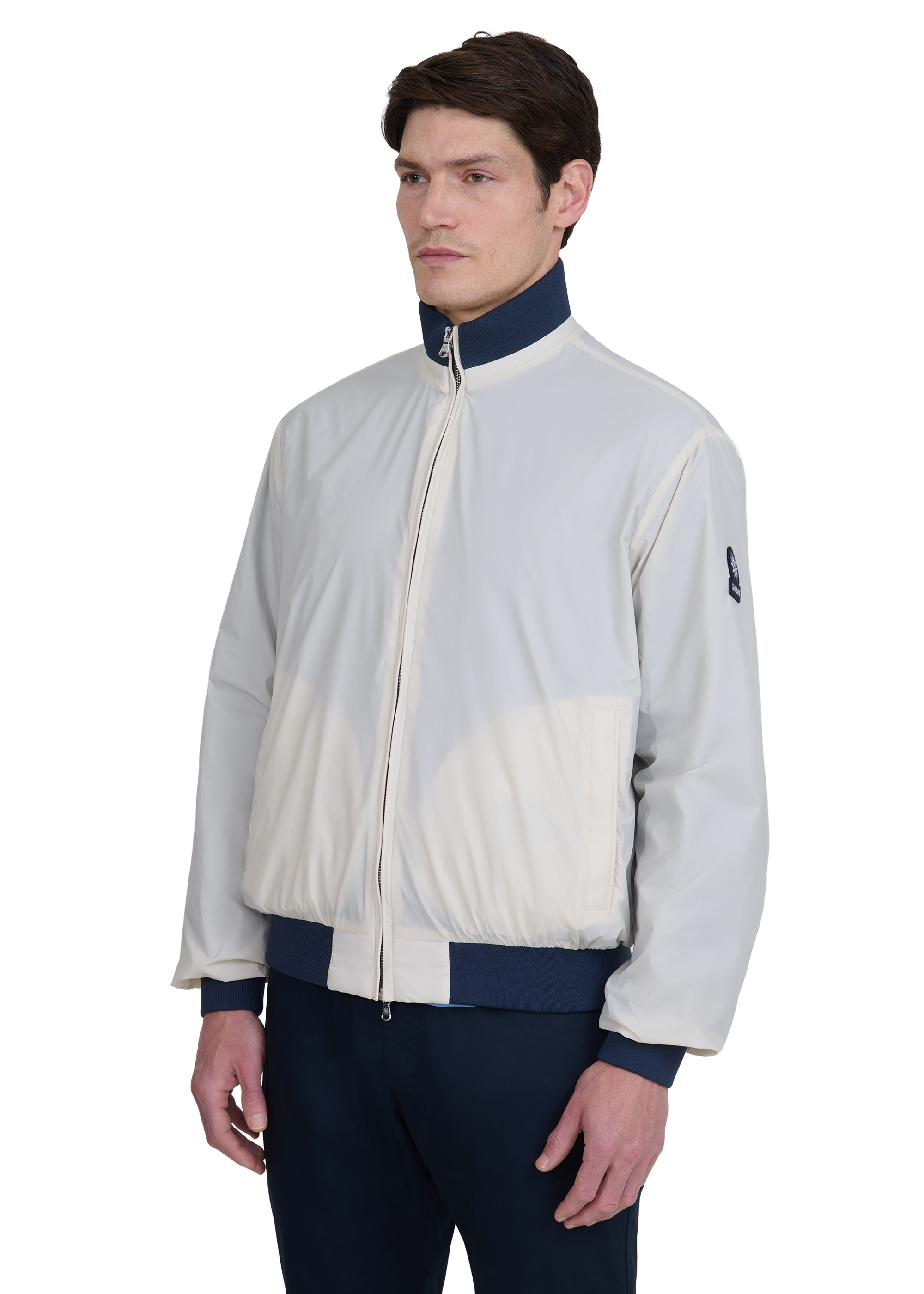 Sandbanks Reversible Funnel Neck Bomber - Navy/Stone