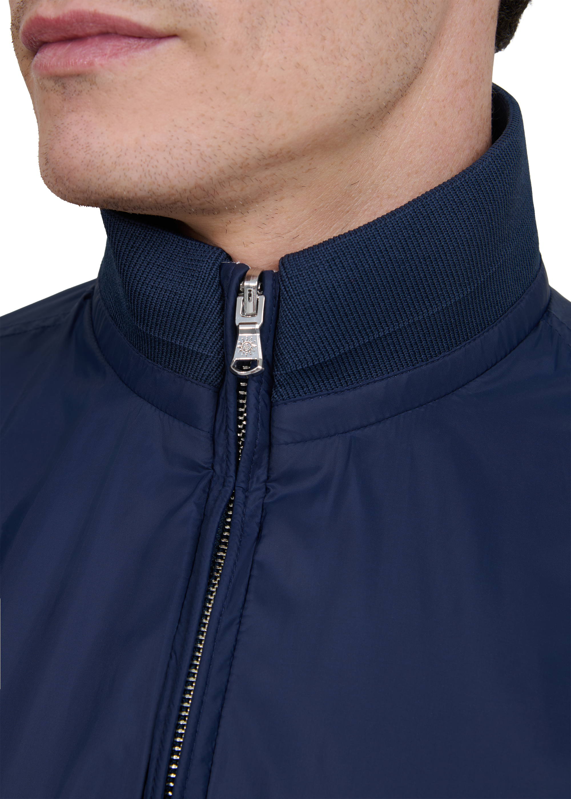 Sandbanks Reversible Funnel Neck Bomber - Navy/Stone