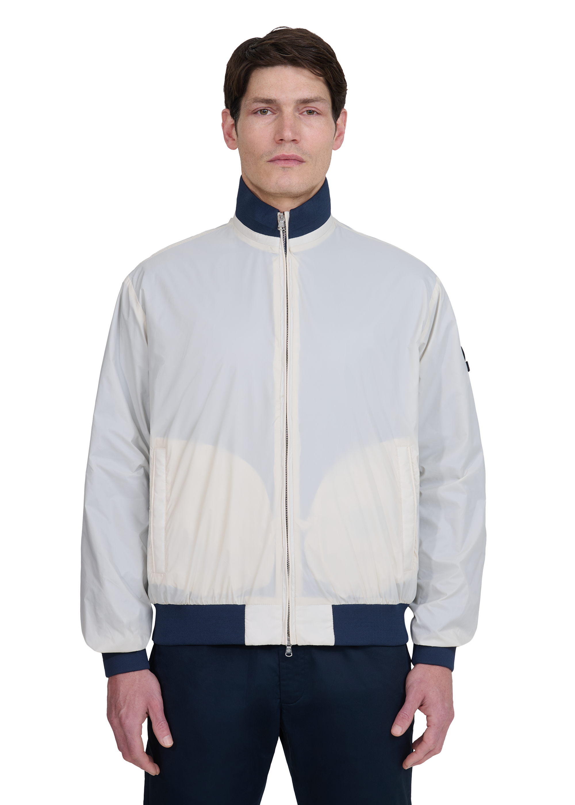 Sandbanks Reversible Funnel Neck Bomber - Navy/Stone