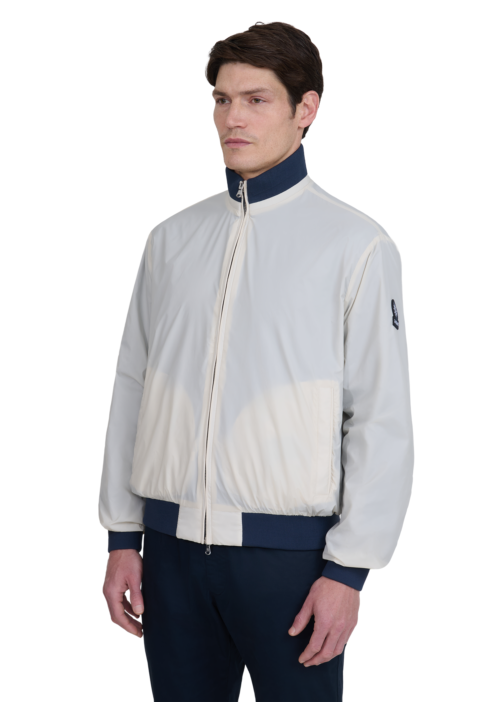 Sandbanks Reversible Funnel Neck Bomber - Navy/Stone